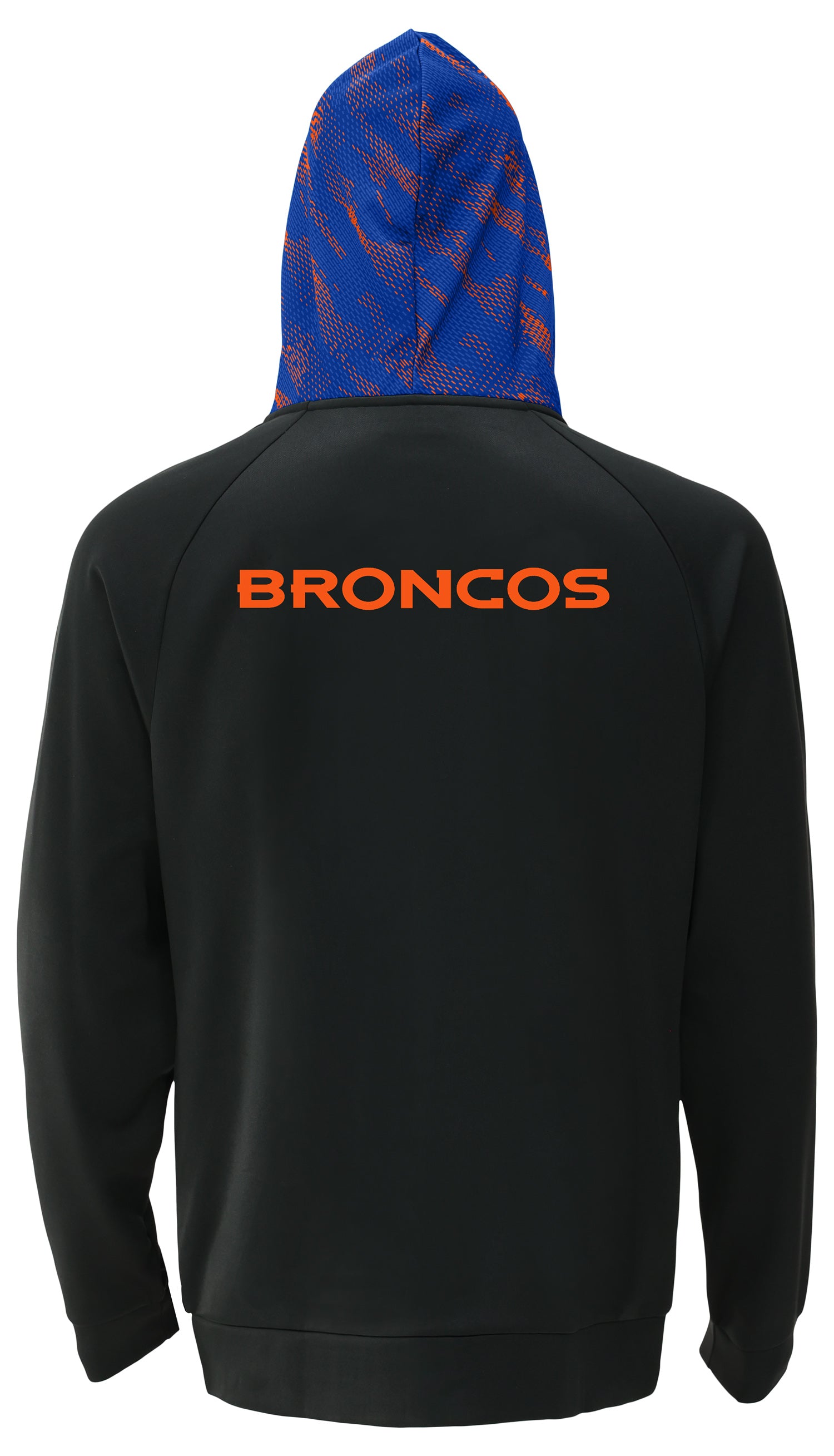 Zubaz NFL   Men's Raglan Viper Hood Liner Full Zip Hoodie, DENVER BRONCOS
