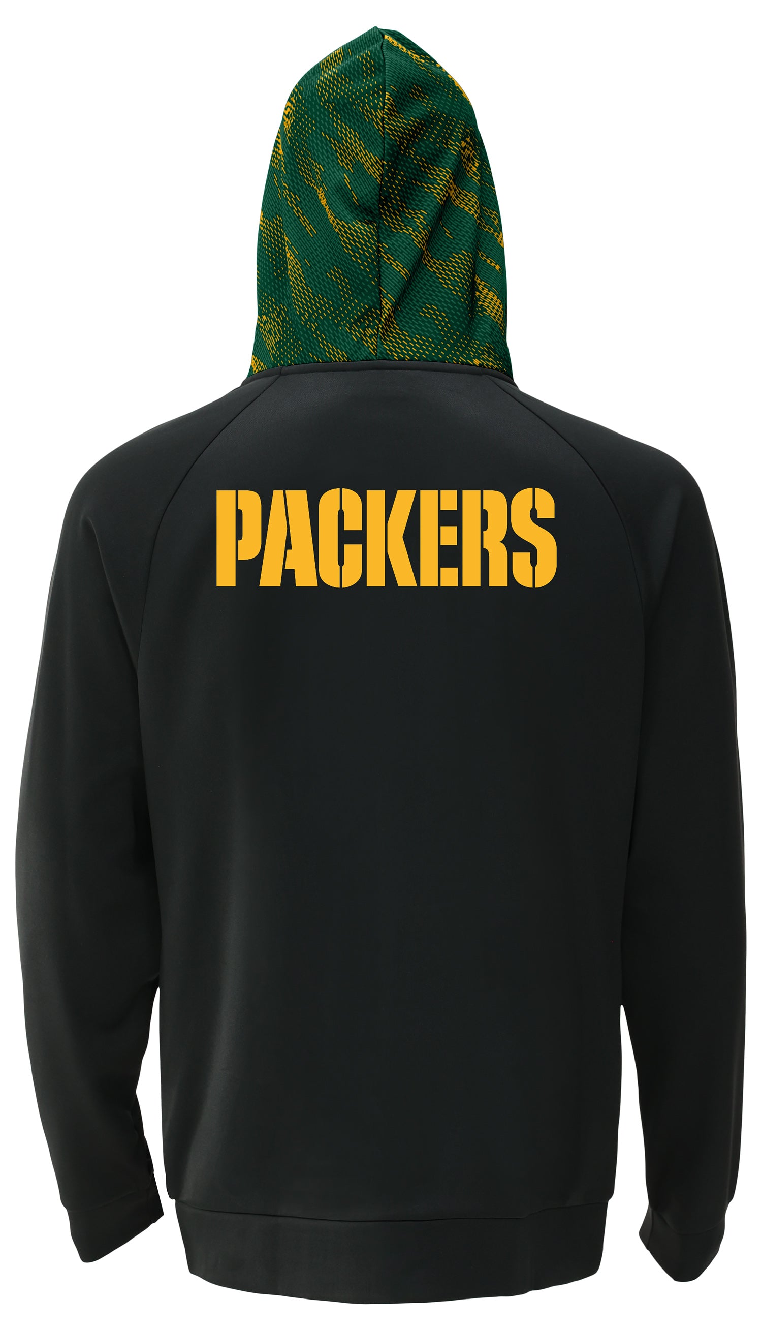 Zubaz NFL   Men's Raglan Viper Hood Liner Full Zip Hoodie, GREEN BAY PACKERS
