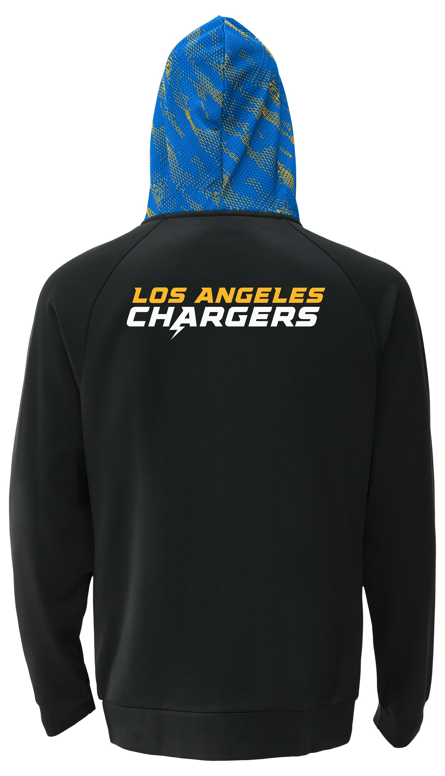 Zubaz NFL   Men's Raglan Viper Hood Liner Full Zip Hoodie, LOS ANGELES CHARGERS