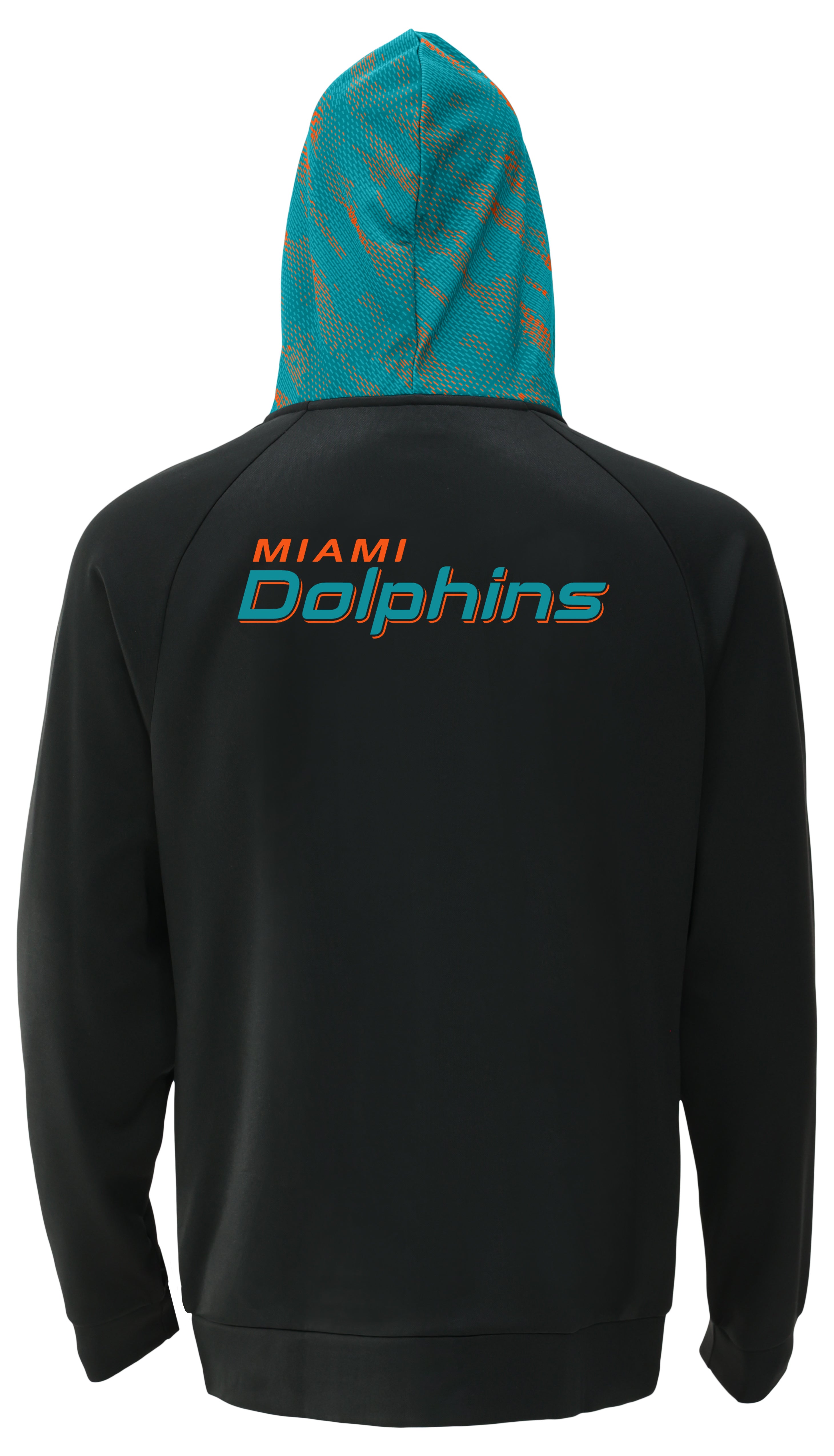 Zubaz NFL   Men's Raglan Viper Hood Liner Full Zip Hoodie, MIAMI DOLPHINS