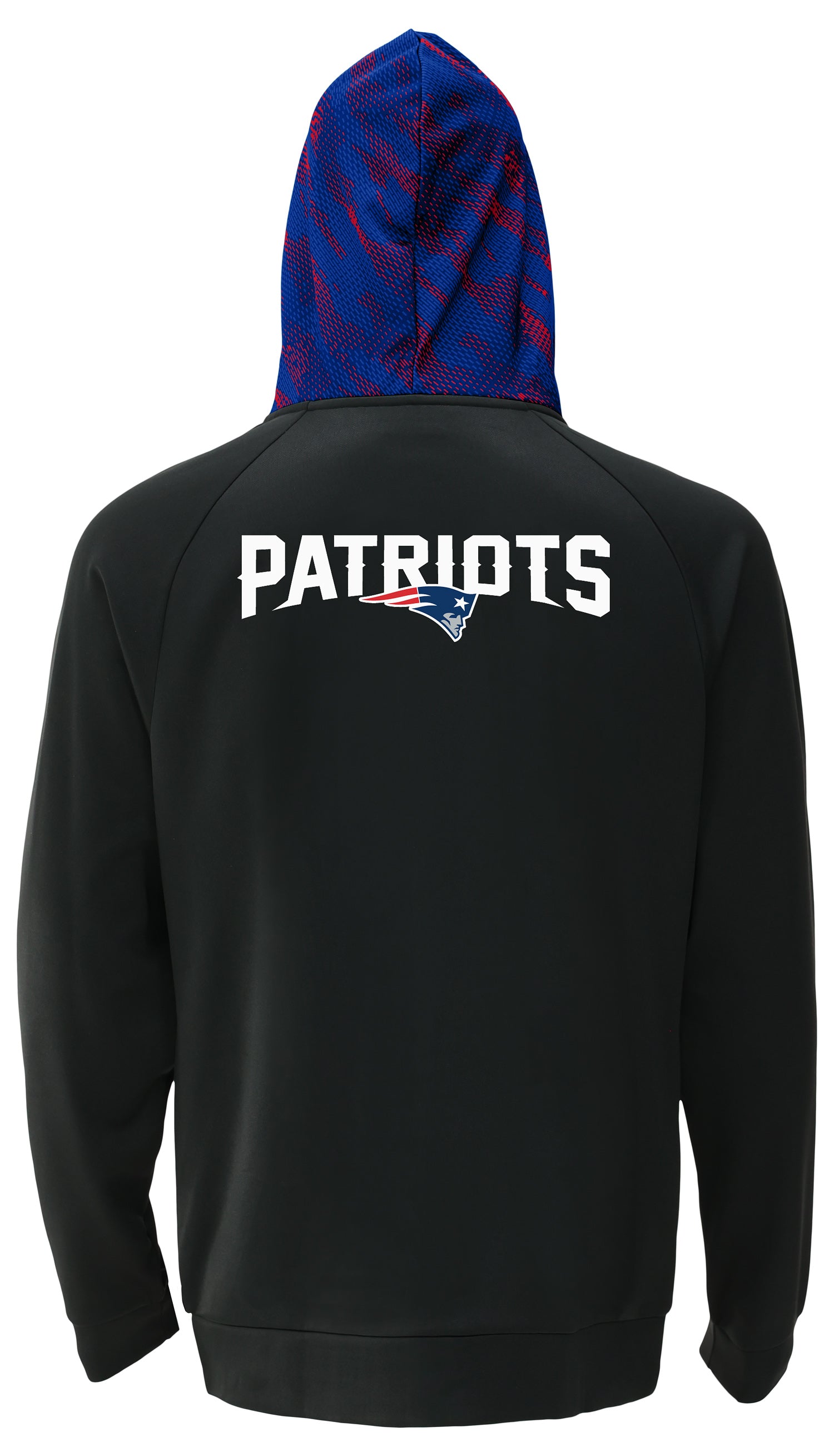 Zubaz NFL   Men's Raglan Viper Hood Liner Full Zip Hoodie, NEW ENGLAND PATRIOTS