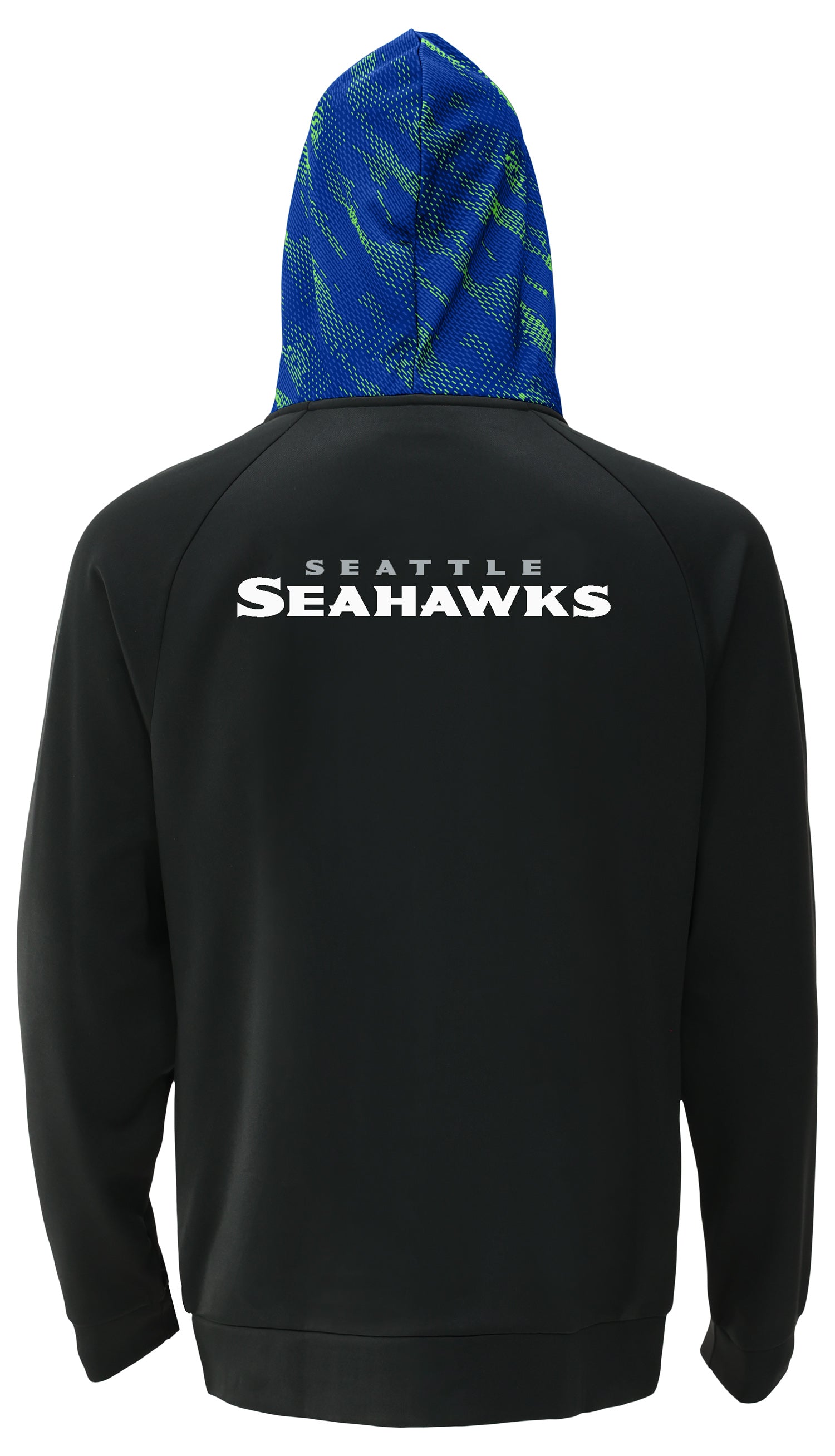 Zubaz NFL   Men's Raglan Viper Hood Liner Full Zip Hoodie, SEATTLE SEAHAWKS
