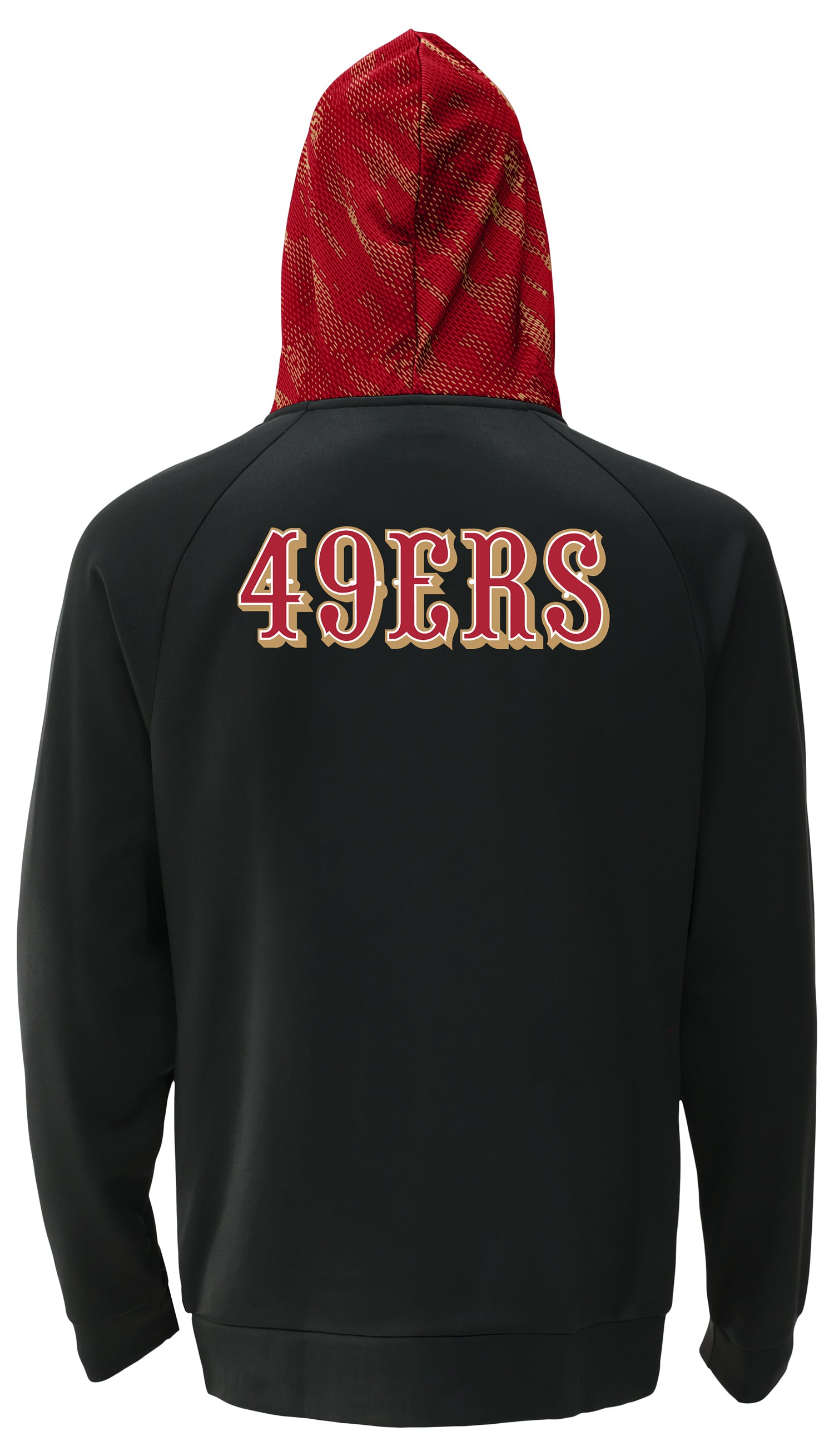 Zubaz NFL   Men's Raglan Viper Hood Liner Full Zip Hoodie, SAN FRANCISCO 49ERS