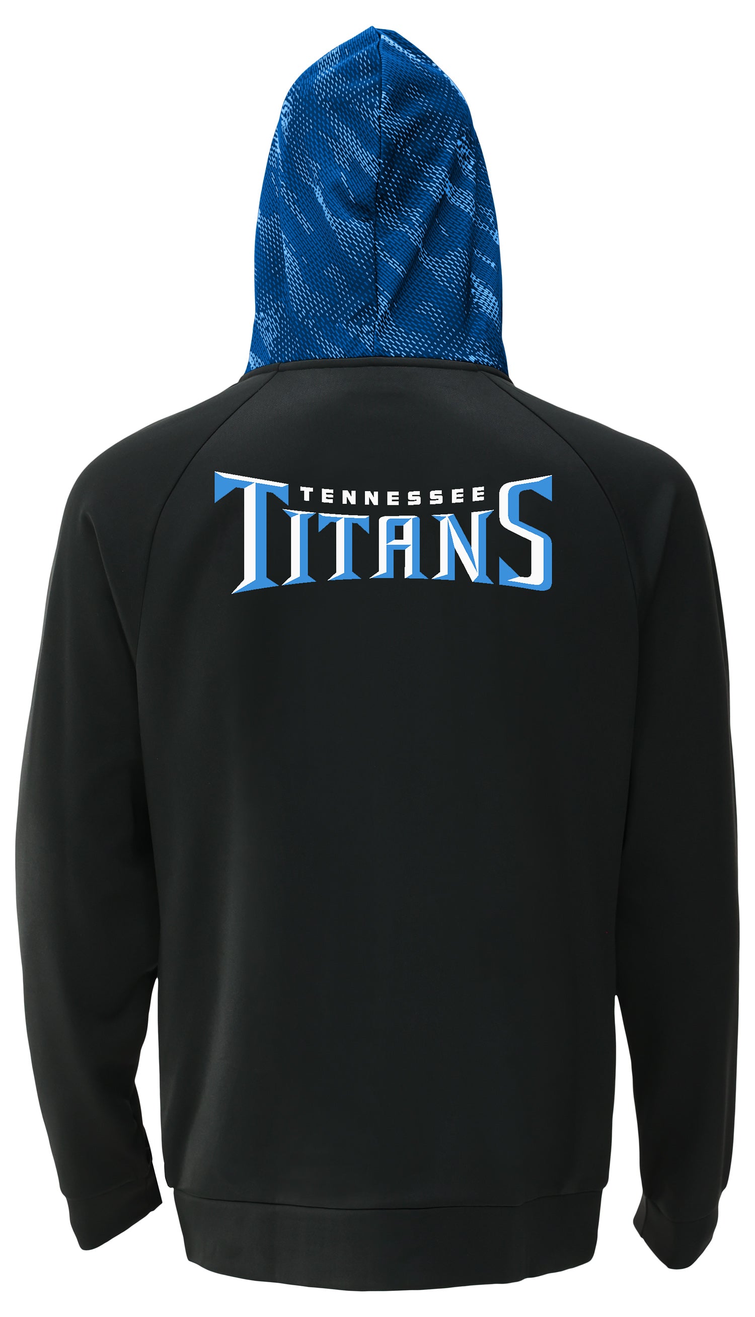 Zubaz NFL   Men's Raglan Viper Hood Liner Full Zip Hoodie, TENNESSEE TITANS