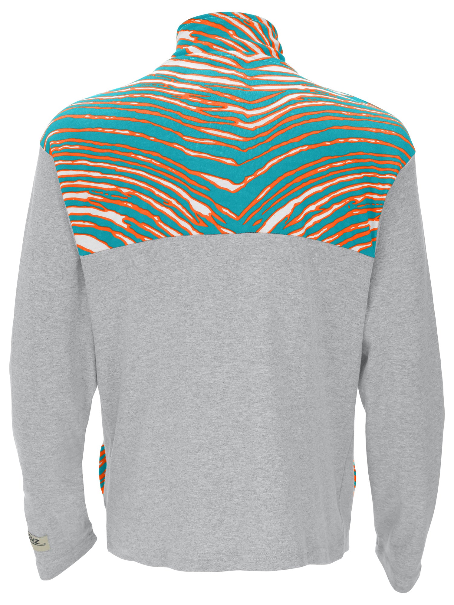 Zubaz NFL Quarter Zip with 3 Color Zebra Yoke and Collar, MIAMI DOLPHINS