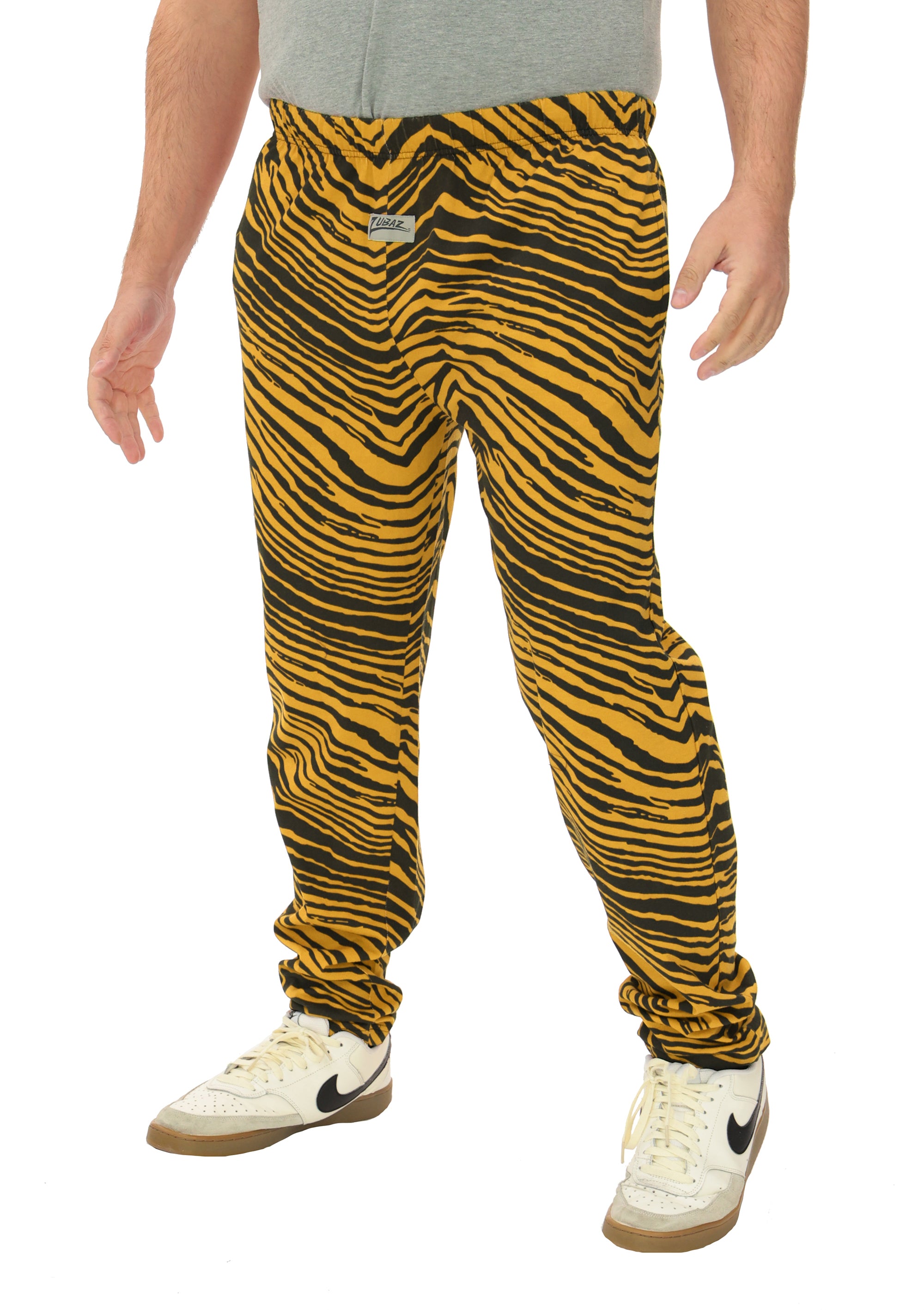 Zubaz Adult Unisex Z88 2 Color Zebra Pant, Black/Gold