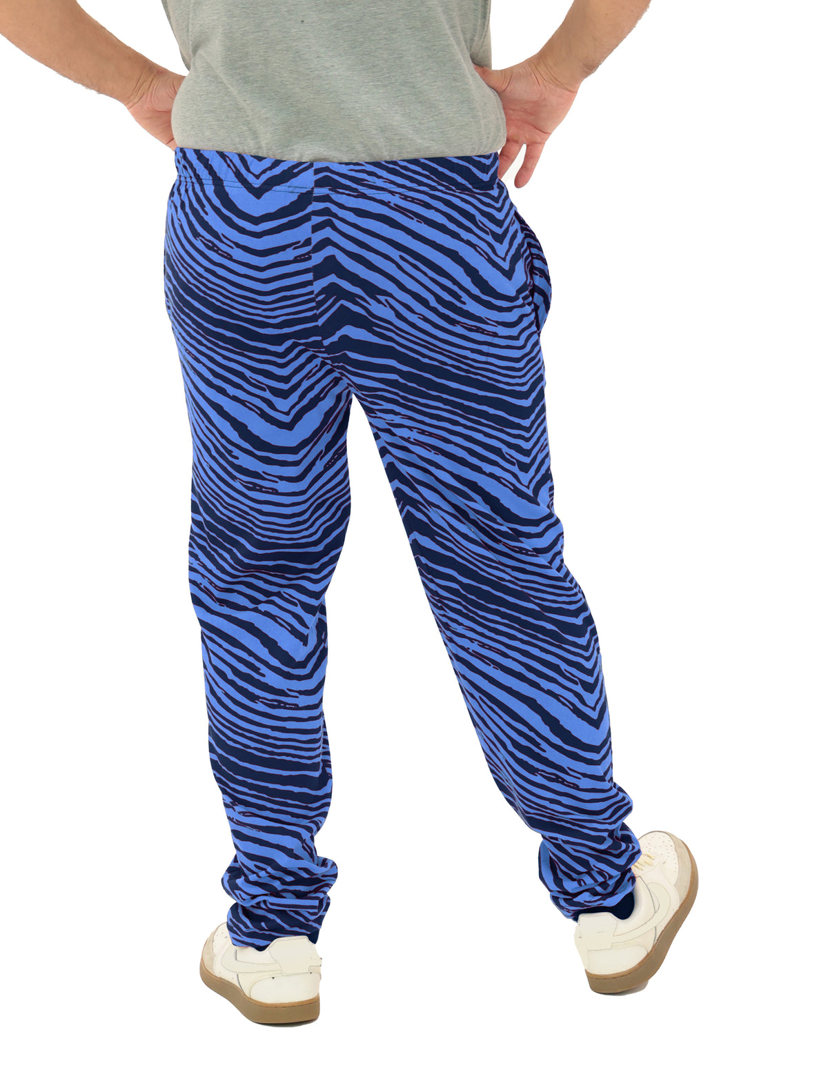 Zubaz Adult Unisex Z88 2 Color Zebra Pants, NAVY/LIGHT BLUE