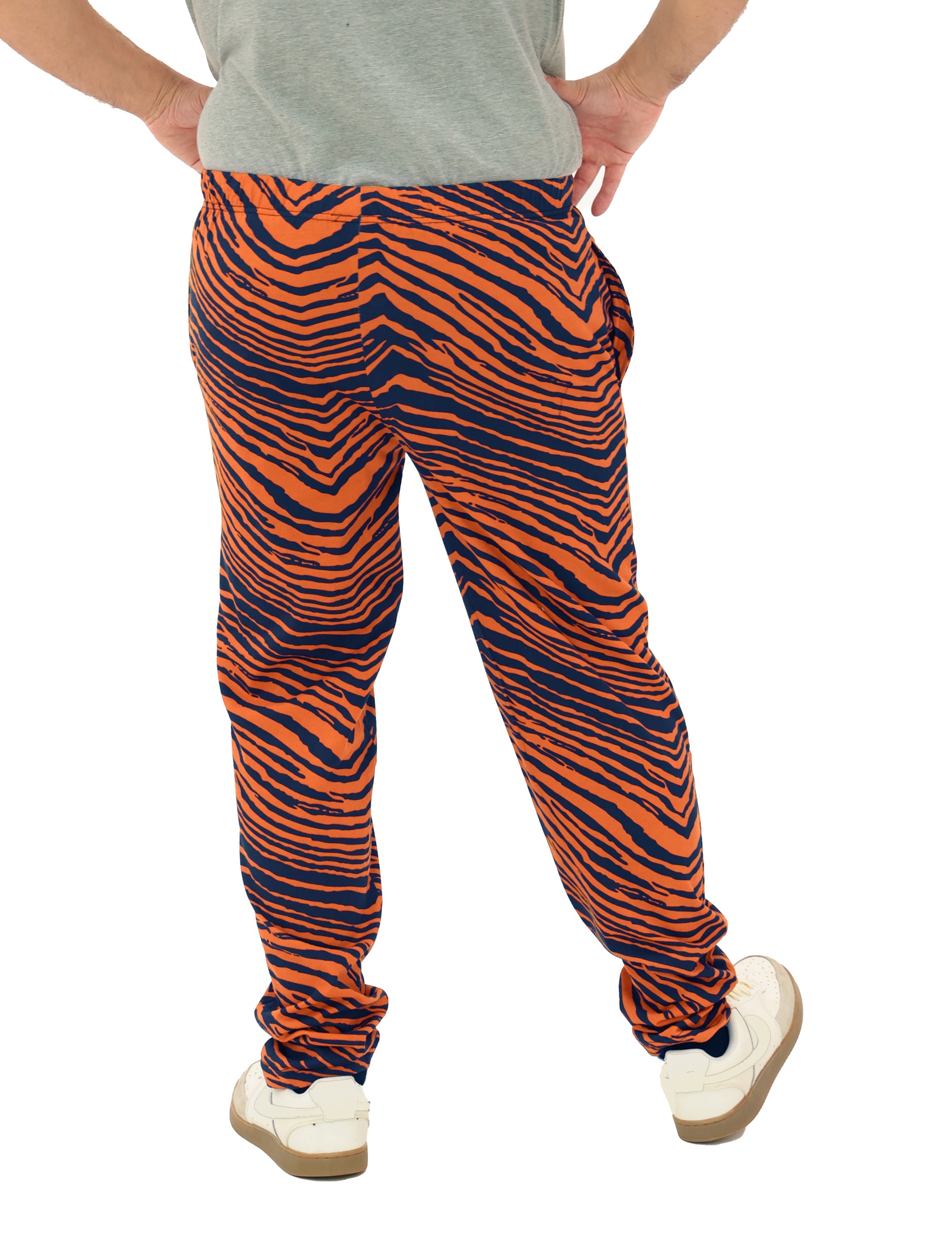 Zubaz Adult Unisex Z88 2 Color Zebra Pants, NAVY/ORANGE