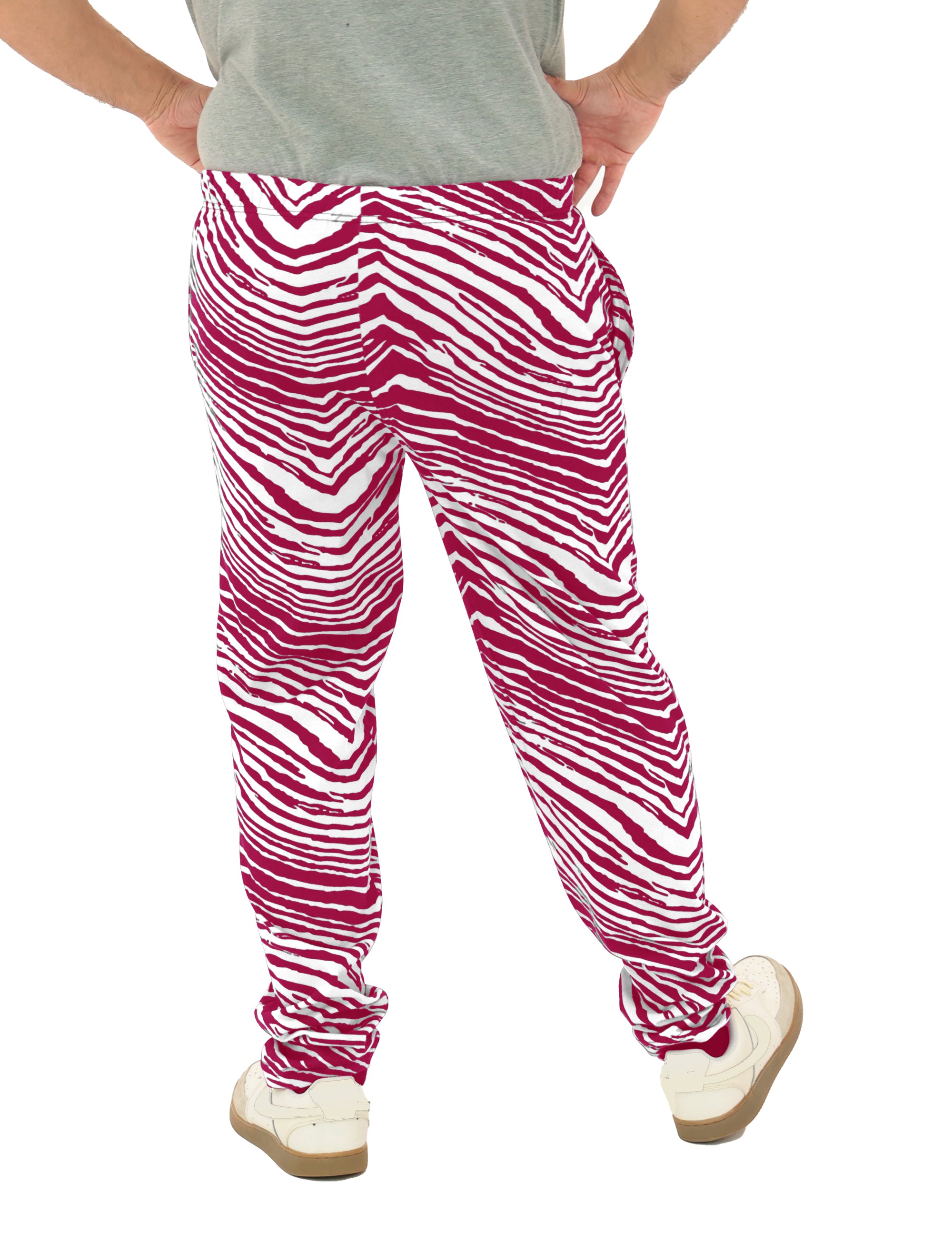 Zubaz Adult Unisex Z88 2 Color Zebra Pants, Red/White