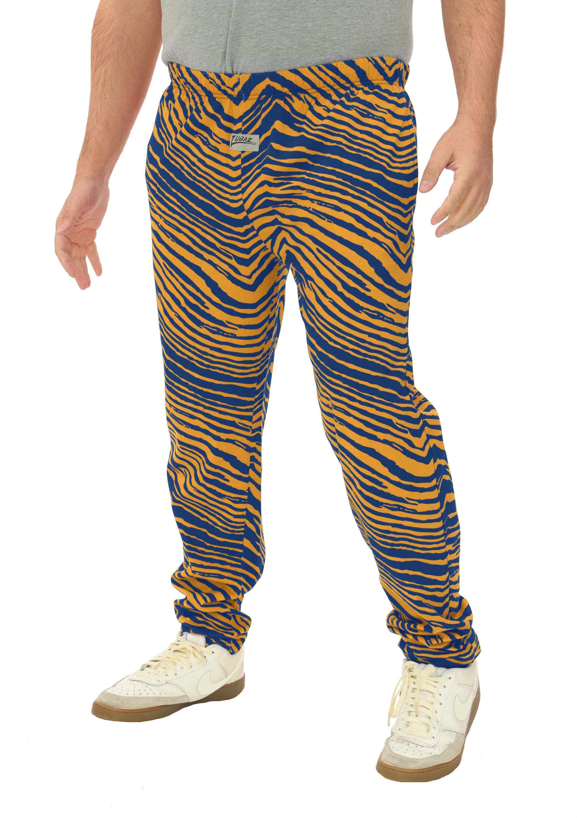 Zubaz Adult Unisex Z88 2 Color Zebra Pants, ROYAL/GOLD