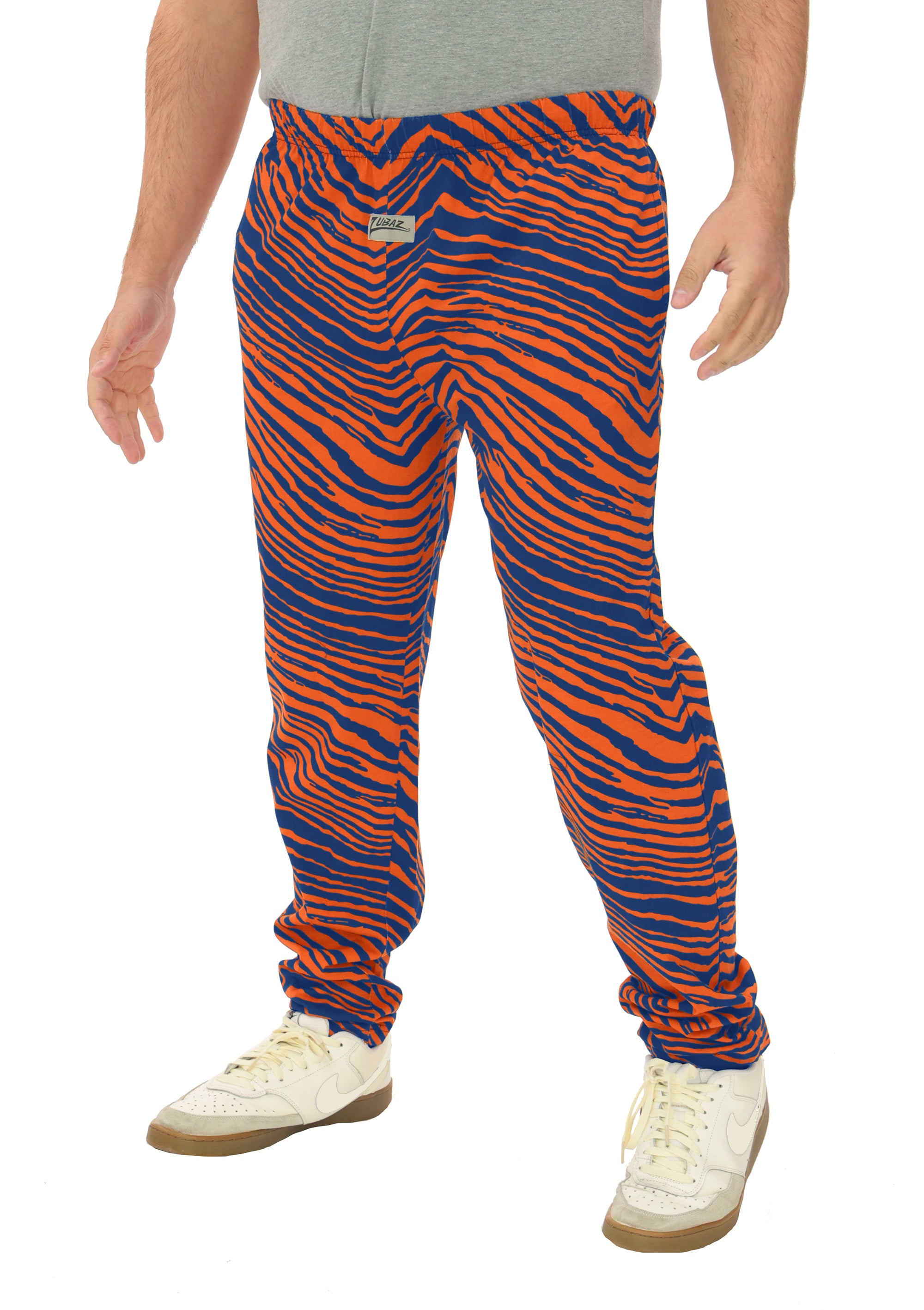 Zubaz Adult Unisex Z88 2 Color Zebra Pants, ROYAL/ORANGE
