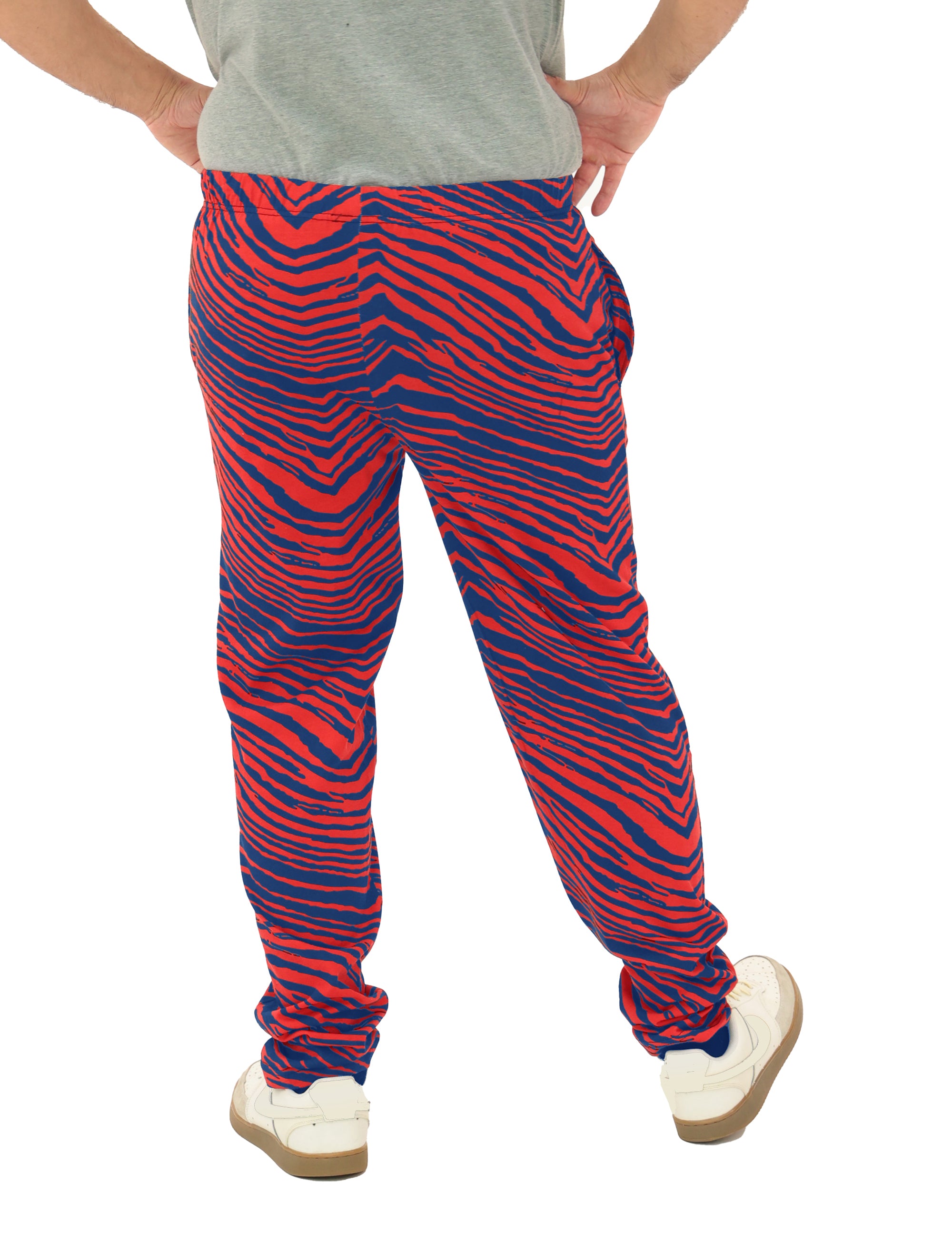 Zubaz Adult Unisex Z88 2 Color Zebra Pants, ROYAL/RED