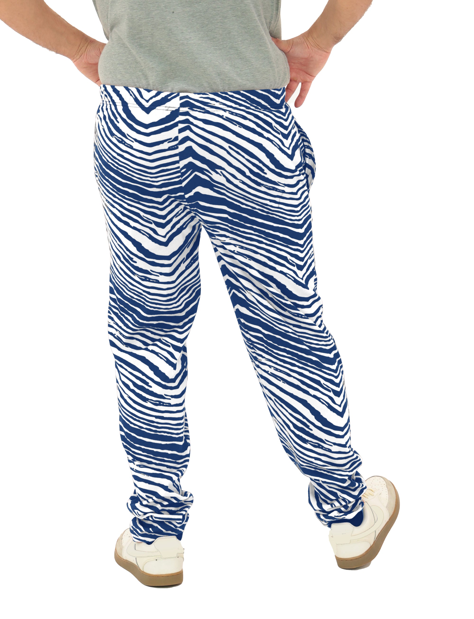 Zubaz Adult Unisex Z88 2 Color Zebra Pants, ROYAL/WHITE