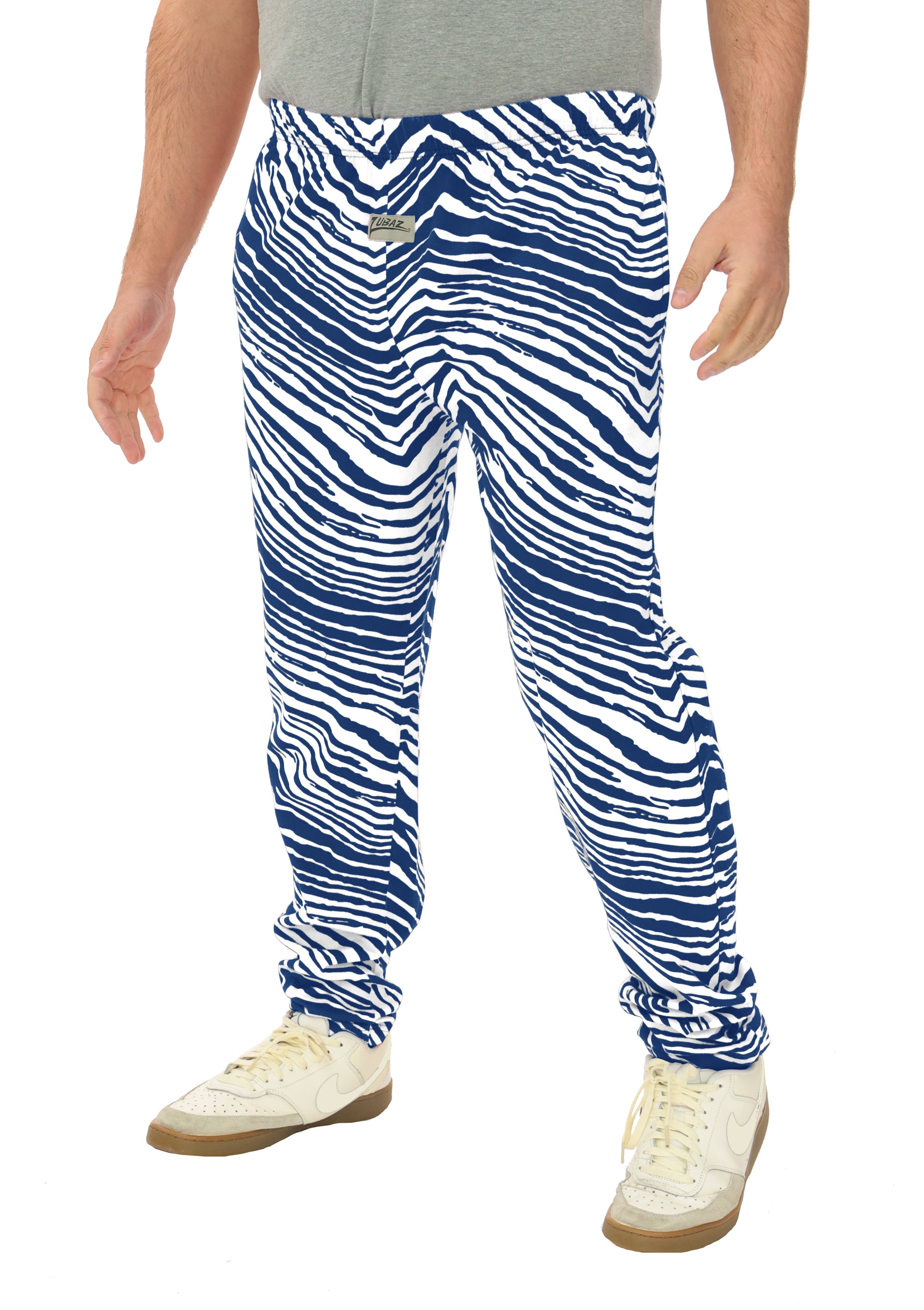 Zubaz Adult Unisex Z88 2 Color Zebra Pants, ROYAL/WHITE