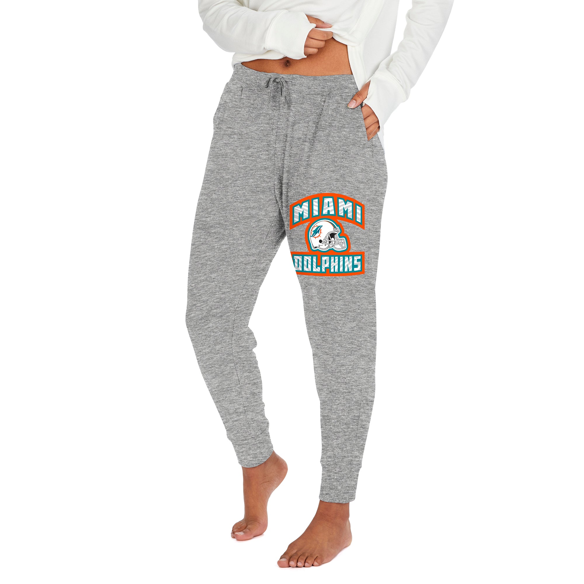 Zubaz NFL Women's Miami Dolphins Marled Gray Soft Jogger