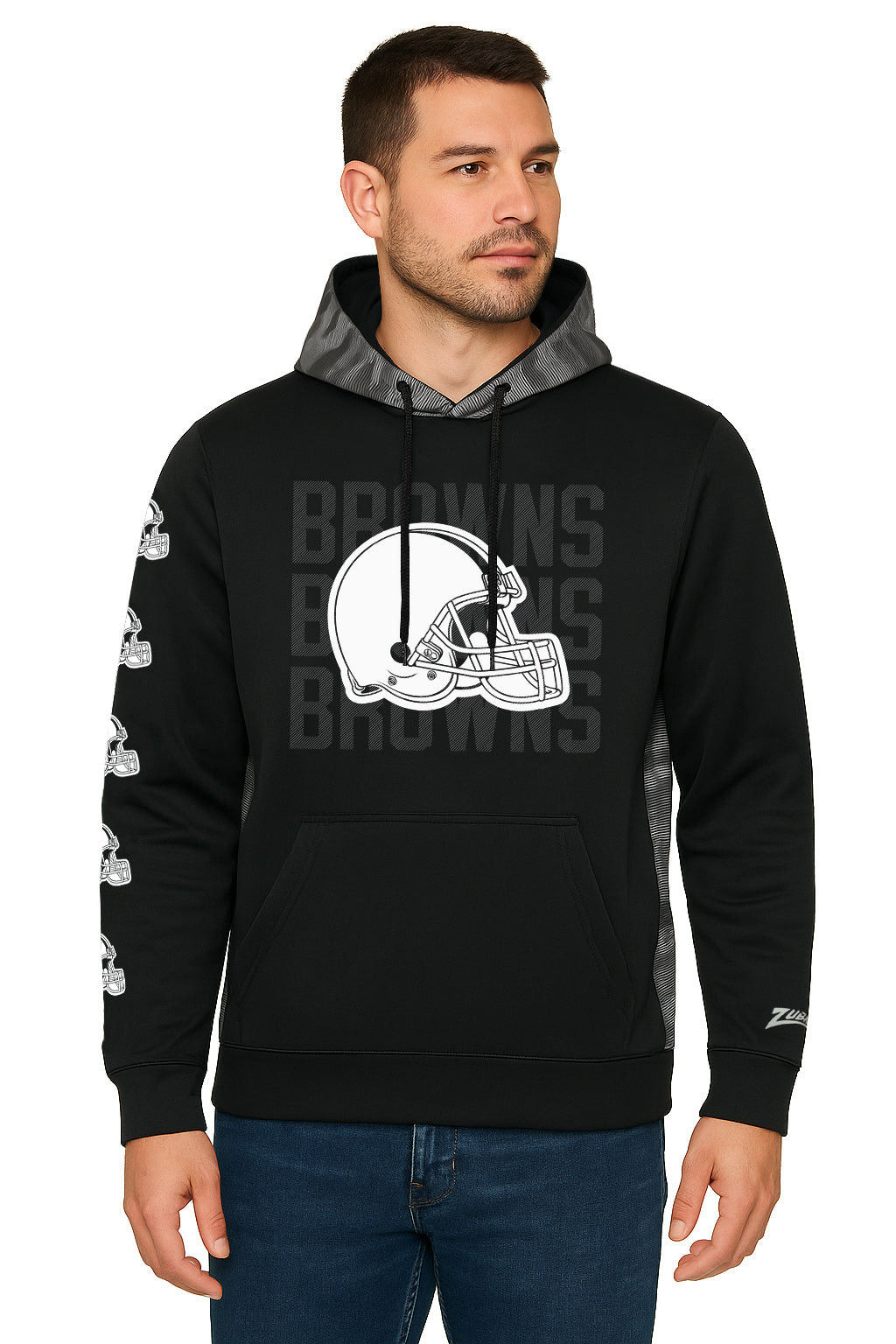Zubaz NFL   Men's Tonal Camo Line Back Panel Hoodie, CLEVELAND BROWNS