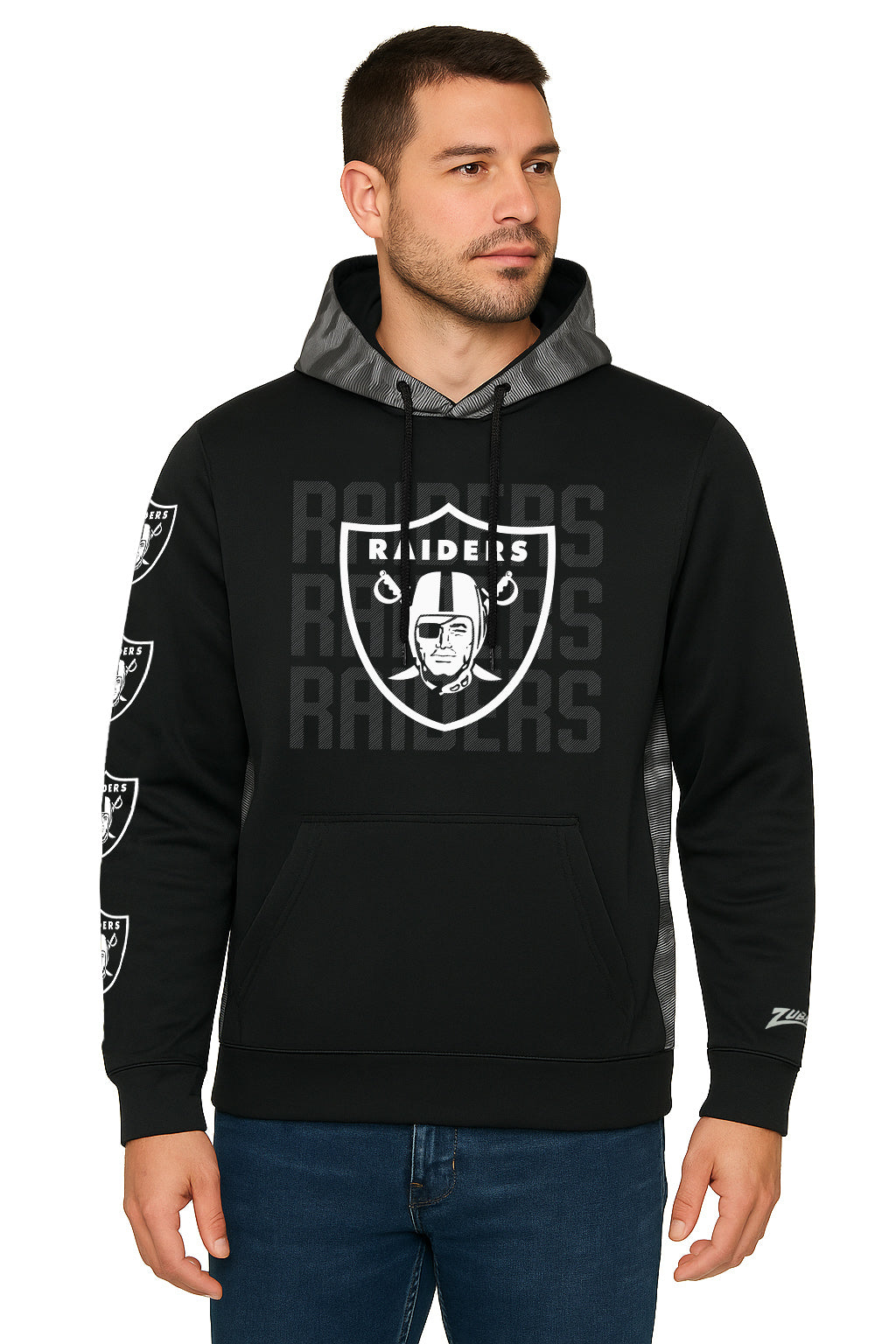 Zubaz NFL   Men's Tonal Camo Line Back Panel Hoodie, LAS VEGAS RAIDERS