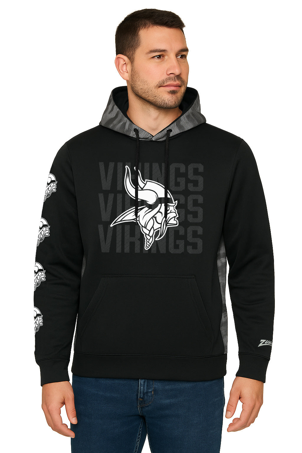 Zubaz NFL   Men's Tonal Camo Line Back Panel Hoodie, MINNESOTA VIKINGS