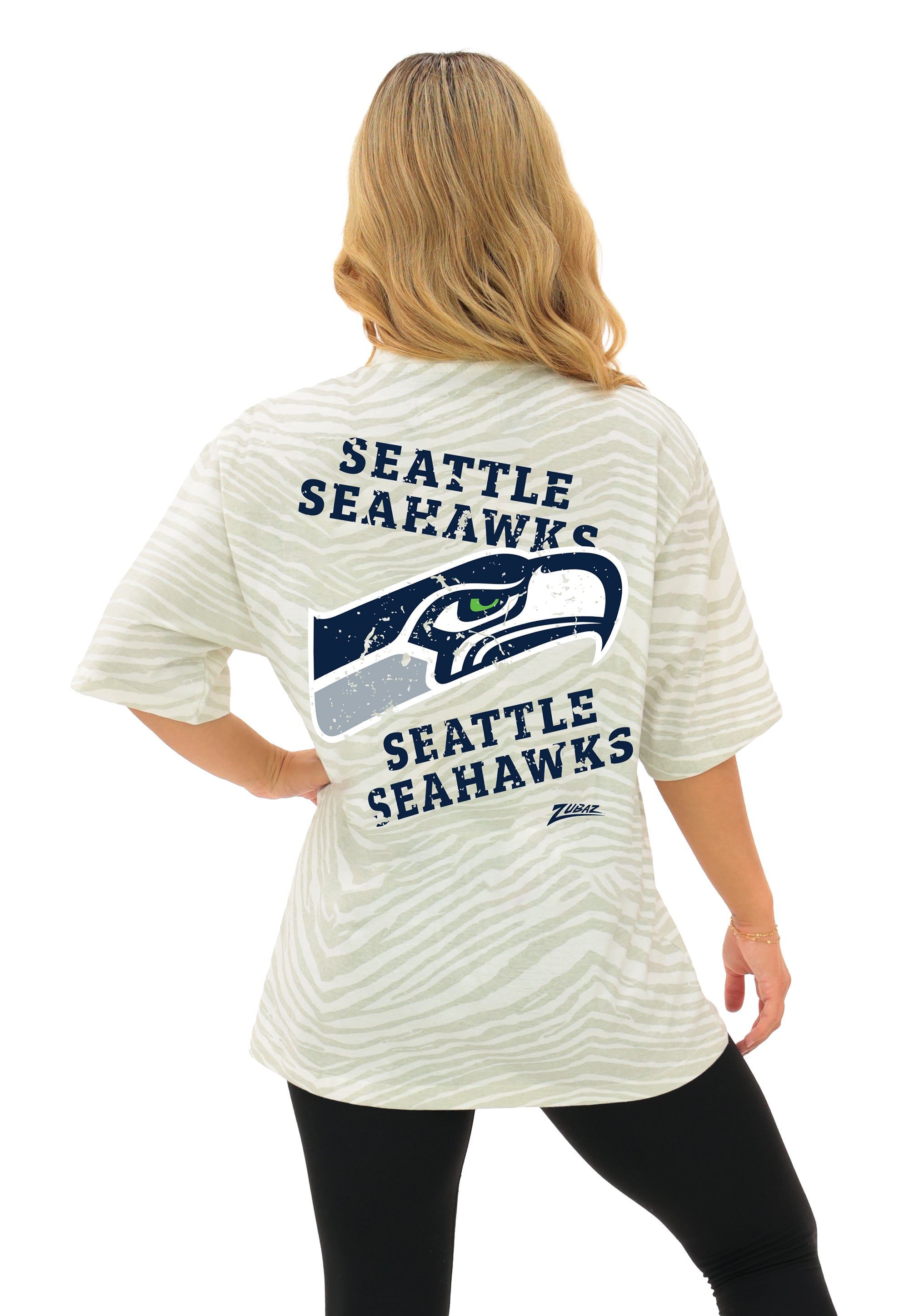 Zubaz NFL Seattle Seahawks Adult Unisex 2 Color Tonal All-Over Zebra 9