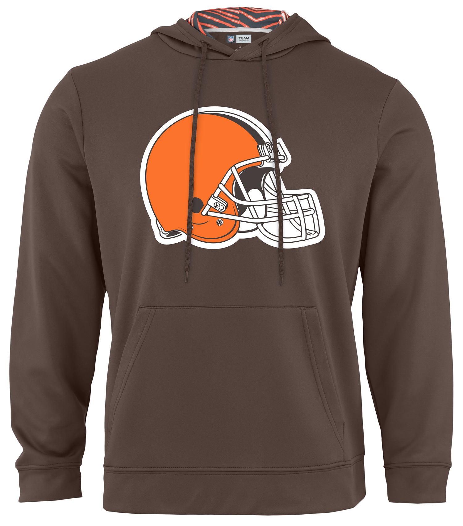 Zubaz NFL Men's Cleveland Browns Team Color Primary Logo With Zebra Hood Liner