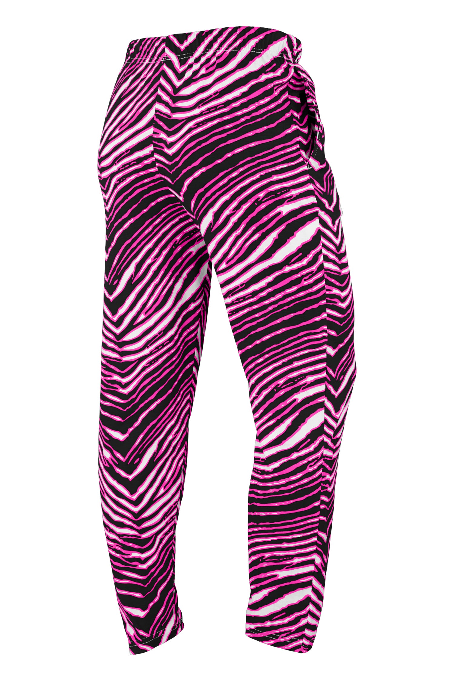 Zubaz Adult Unisex Z88 3 Color Zebra Pant, BLACK/FLUORESCENT PINK