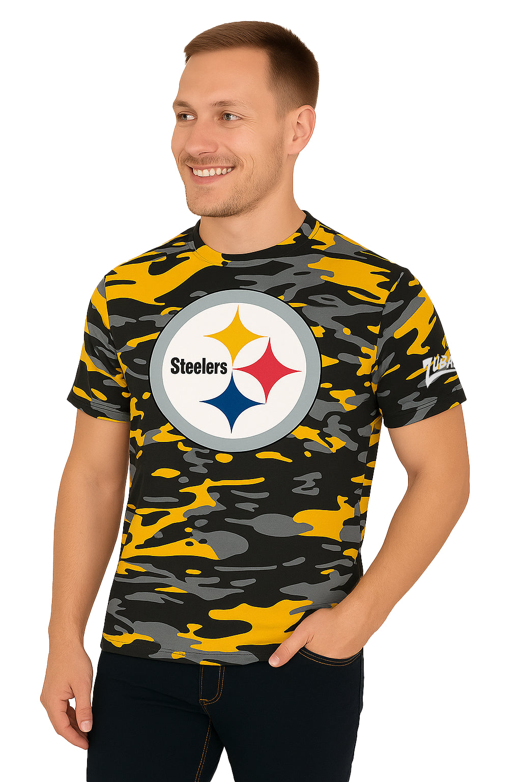 Zubaz NFL Men's Camo Alternate Color Short Sleeve T-Shirt, Pittsburgh Steelers