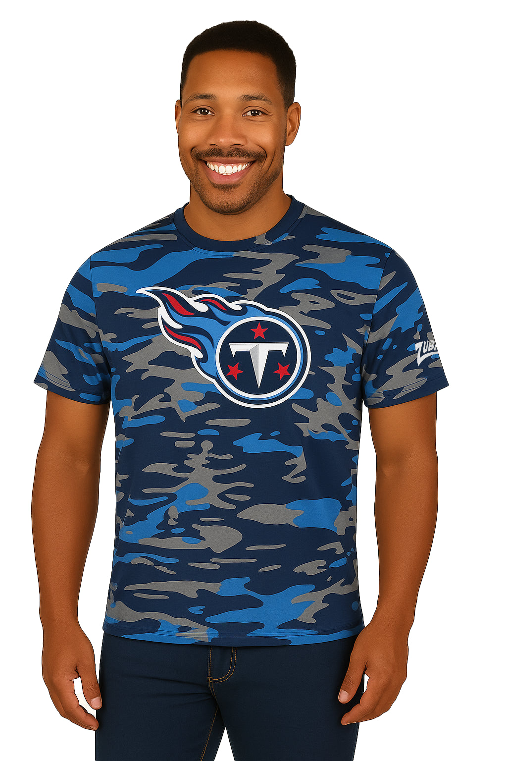Zubaz NFL Men's Camo Alternate Color Short Sleeve T-Shirt, Tennessee Titans