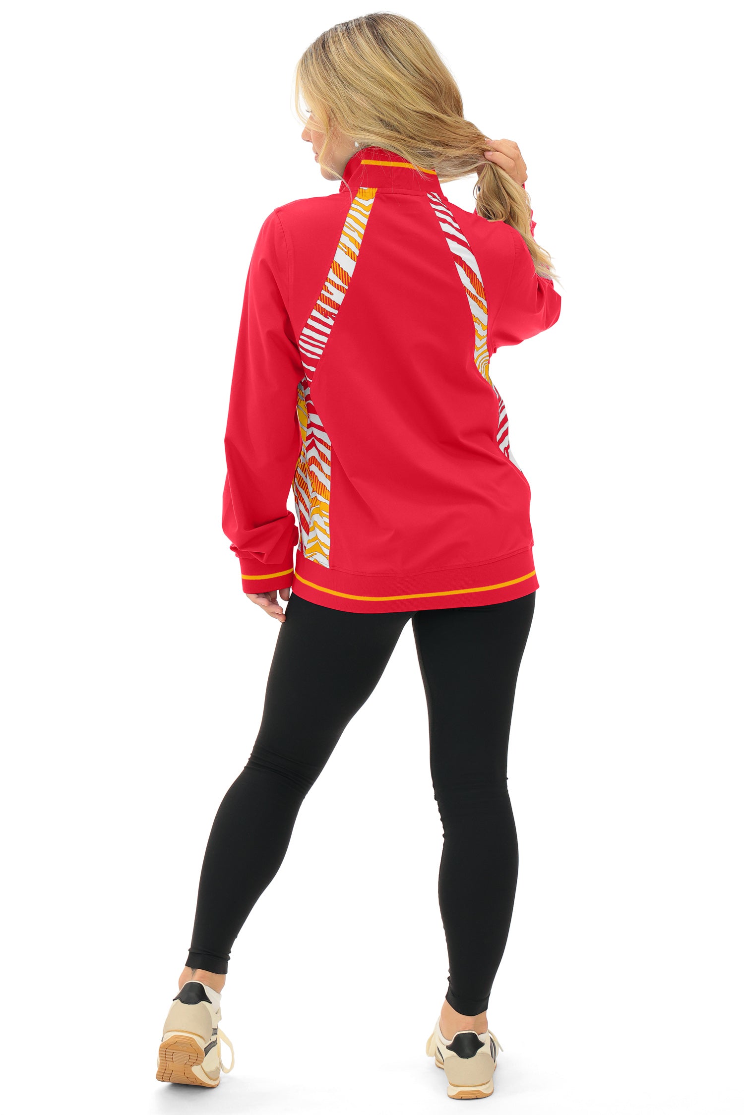 Zubaz NFL  Women's Elevated Zebra Ombre Mock Track Full Zip Top, KANSAS CITY CHIEFS