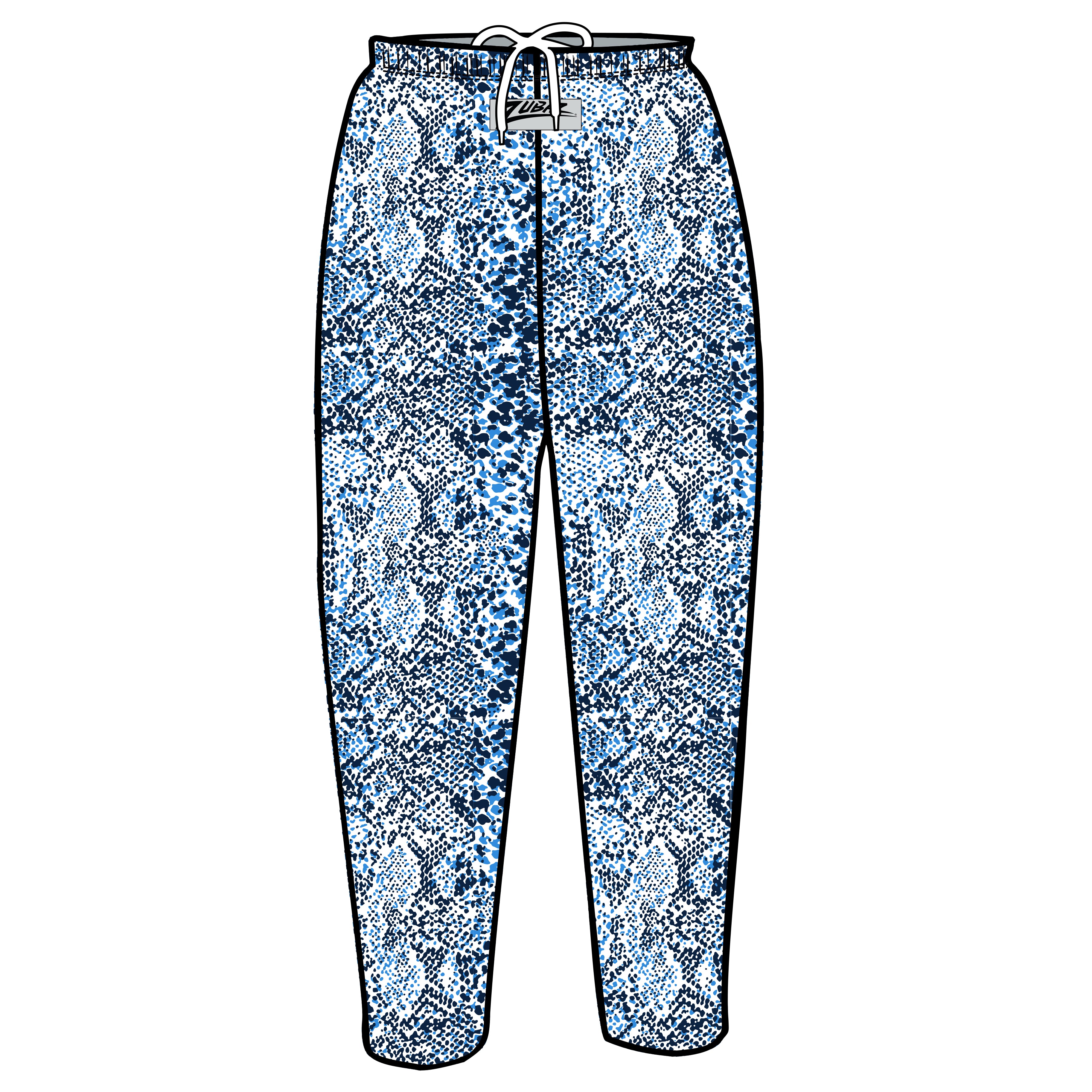 Zubaz Adult Unisex Z88 Snake Pant, NAVY/LIGHT BLUE - Zubaz Official Sports Apparel