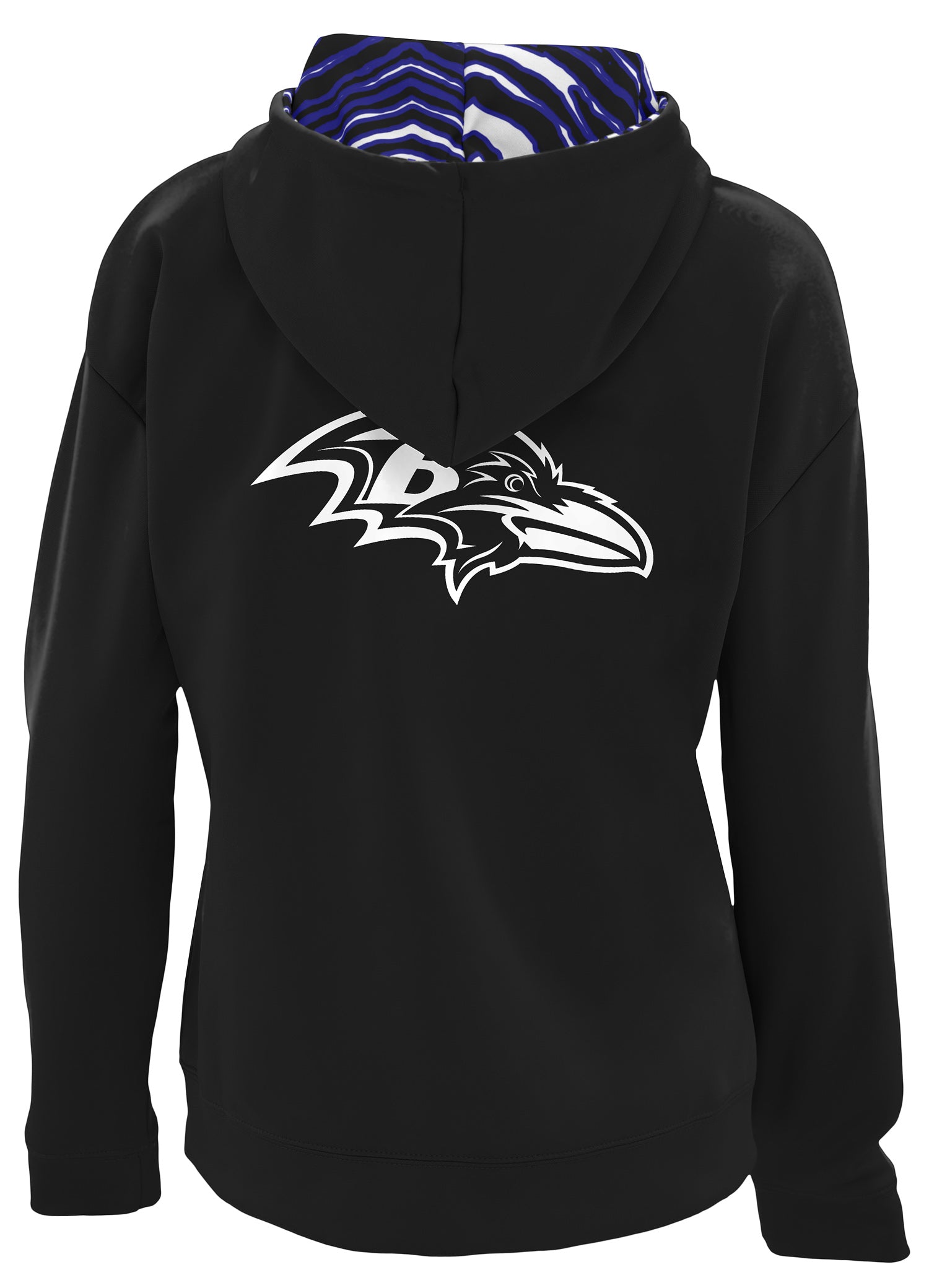 Zubaz NFL   Women's 3 Color Zebra Liner Full Zip Hoodie, BALTIMORE RAVENS