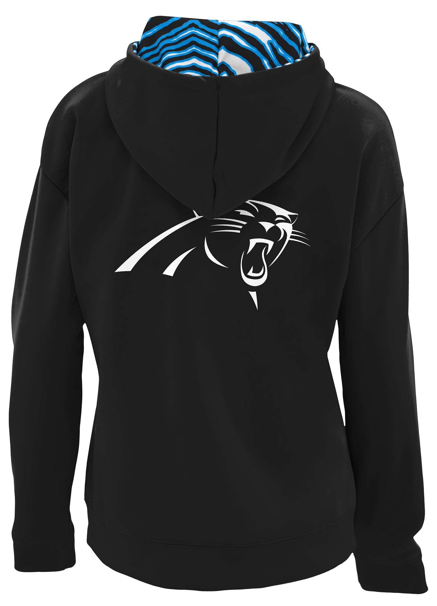 Zubaz NFL   Women's 3 Color Zebra Liner Full Zip Hoodie, CAROLINA PANTHERS