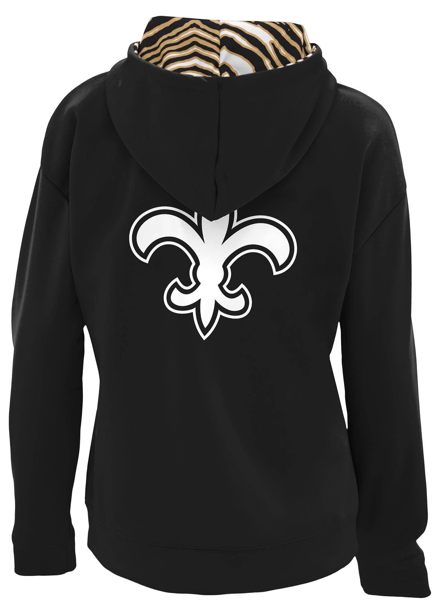 Zubaz NFL   Women's 3 Color Zebra Liner Full Zip Hoodie, NEW ORLEANS SAINTS