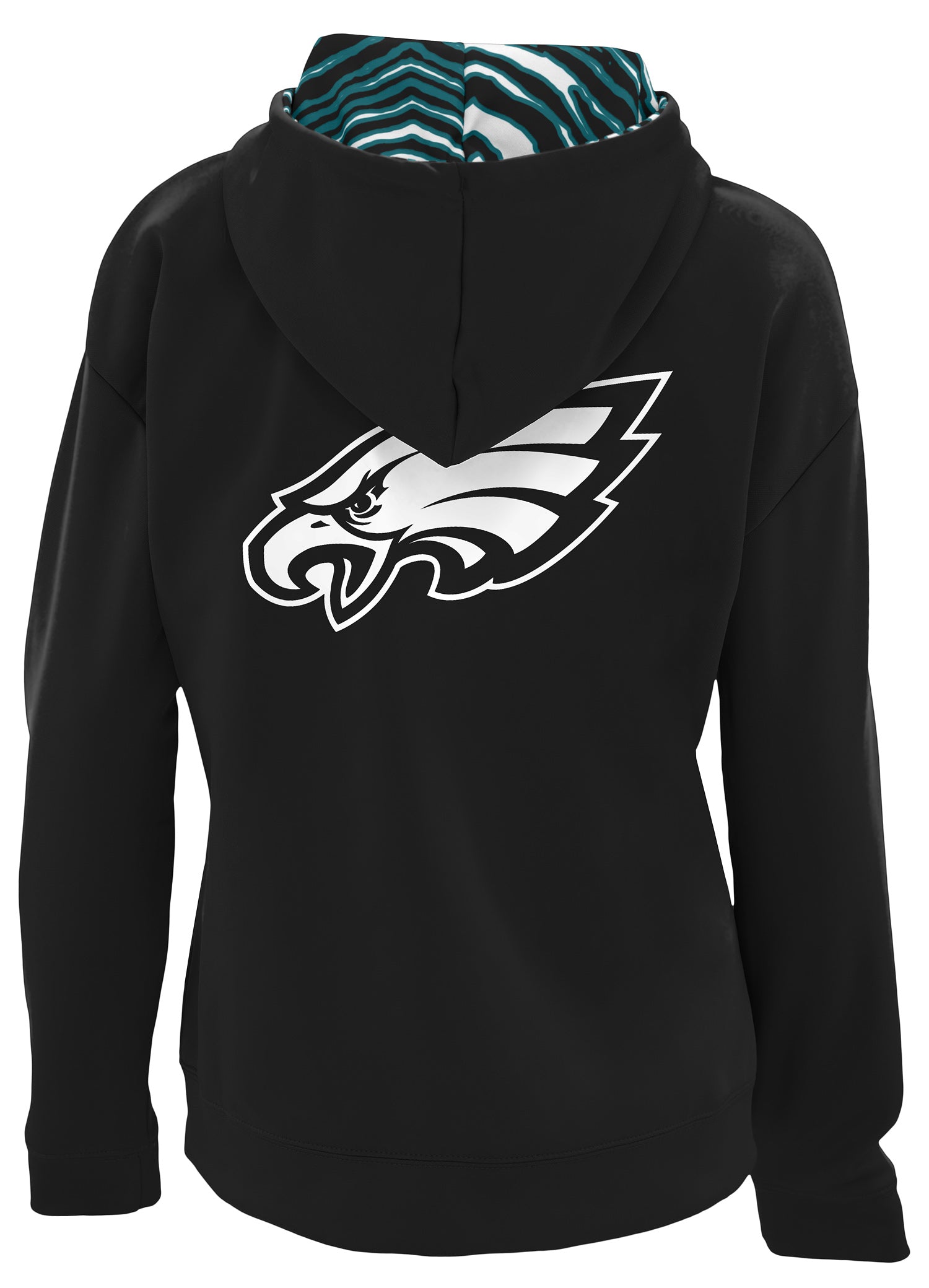 Zubaz NFL   Women's 3 Color Zebra Liner Full Zip Hoodie, PHILADELPHIA EAGLES