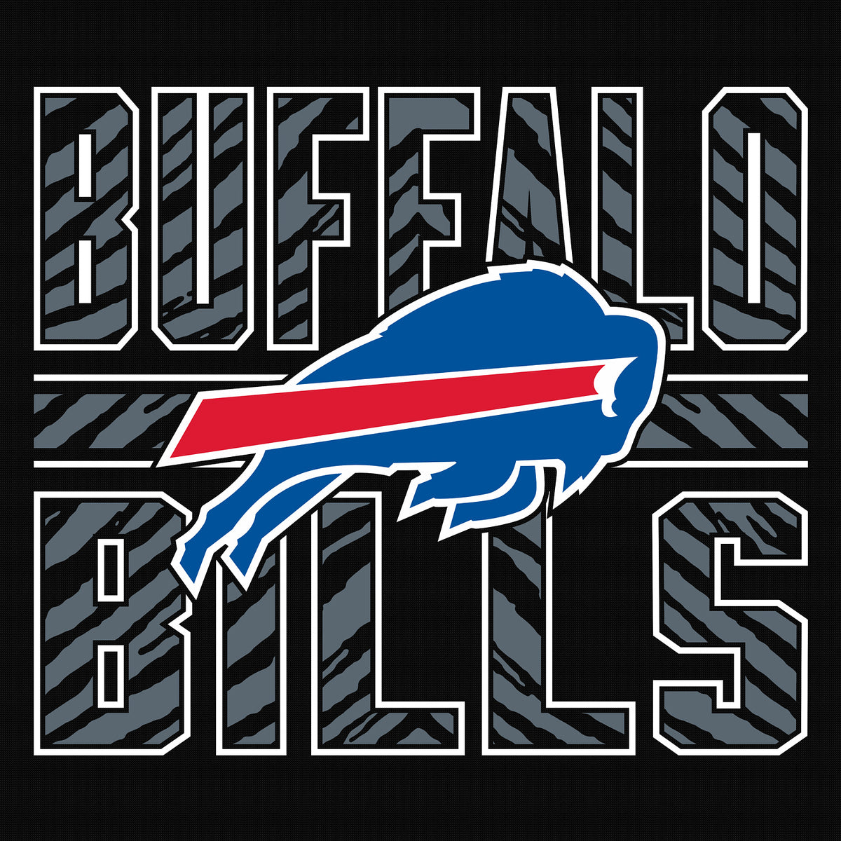 Zubaz NFL Men's Black Graphic Fleece Hoodie, Buffalo Bills