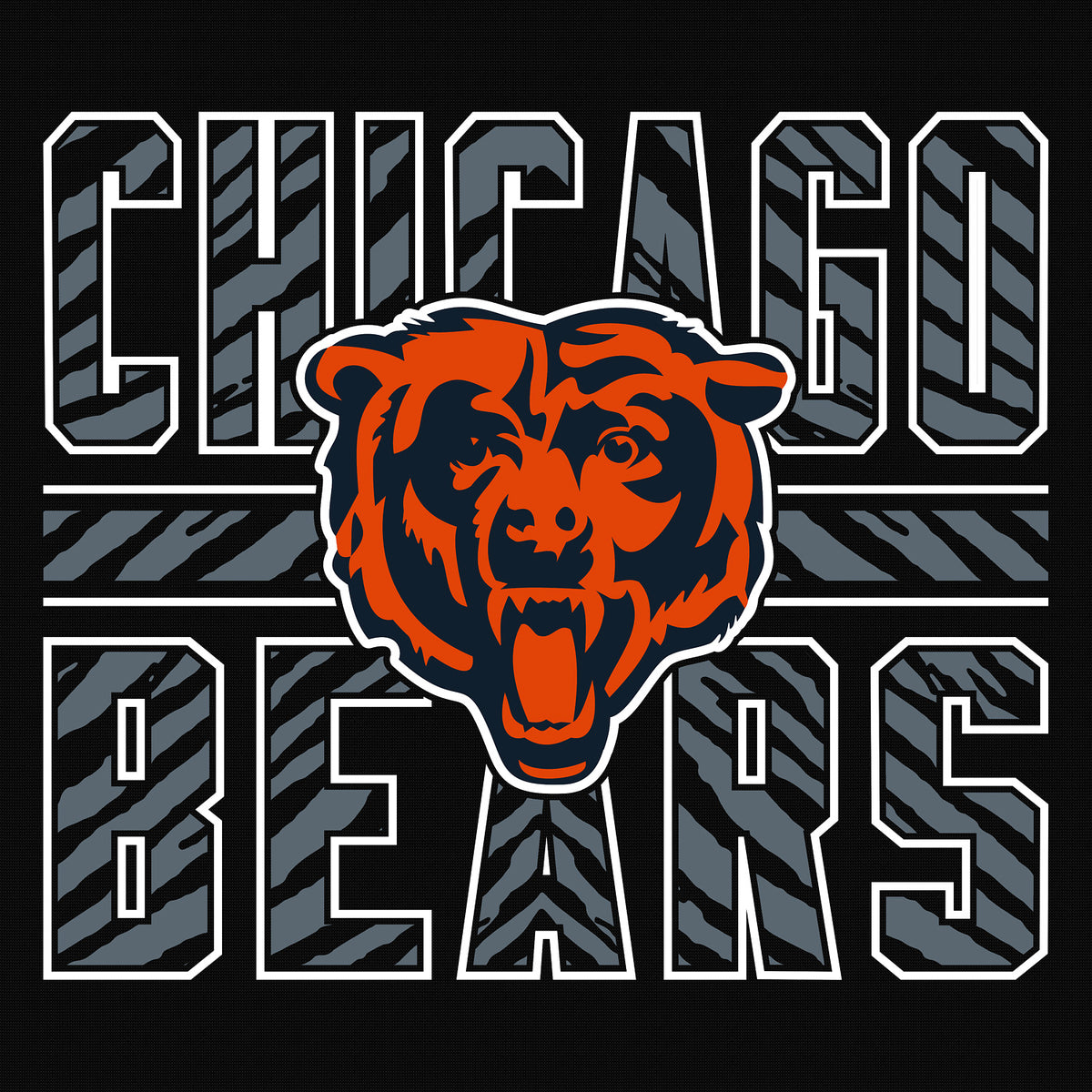 Zubaz NFL Men's Black Graphic Fleece Hoodie, Chicago Bears