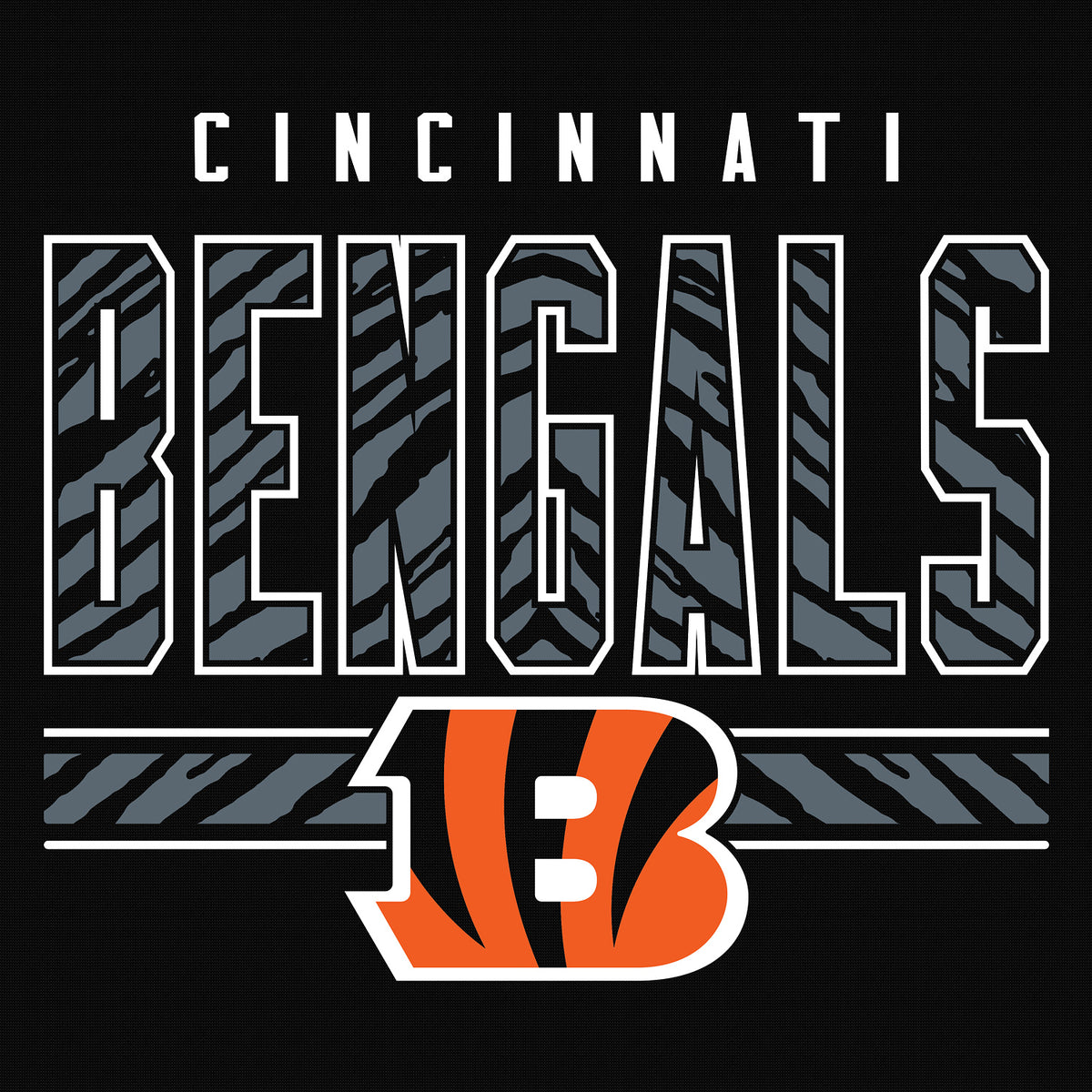 Zubaz NFL Men's Black Graphic Fleece Hoodie, Cincinnati Bengals