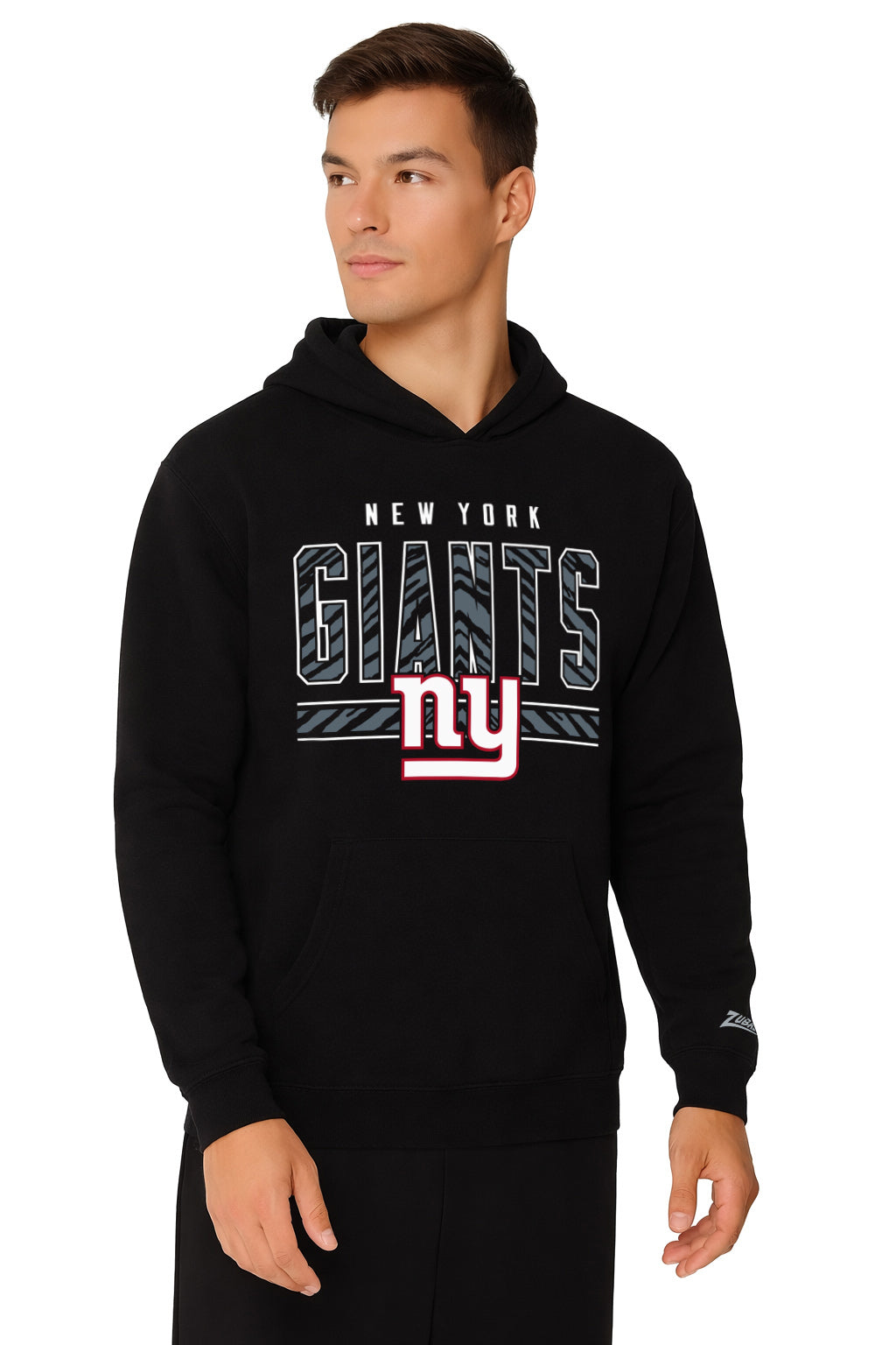 Zubaz NFL Men's Black Graphic Fleece Hoodie, New York Giants