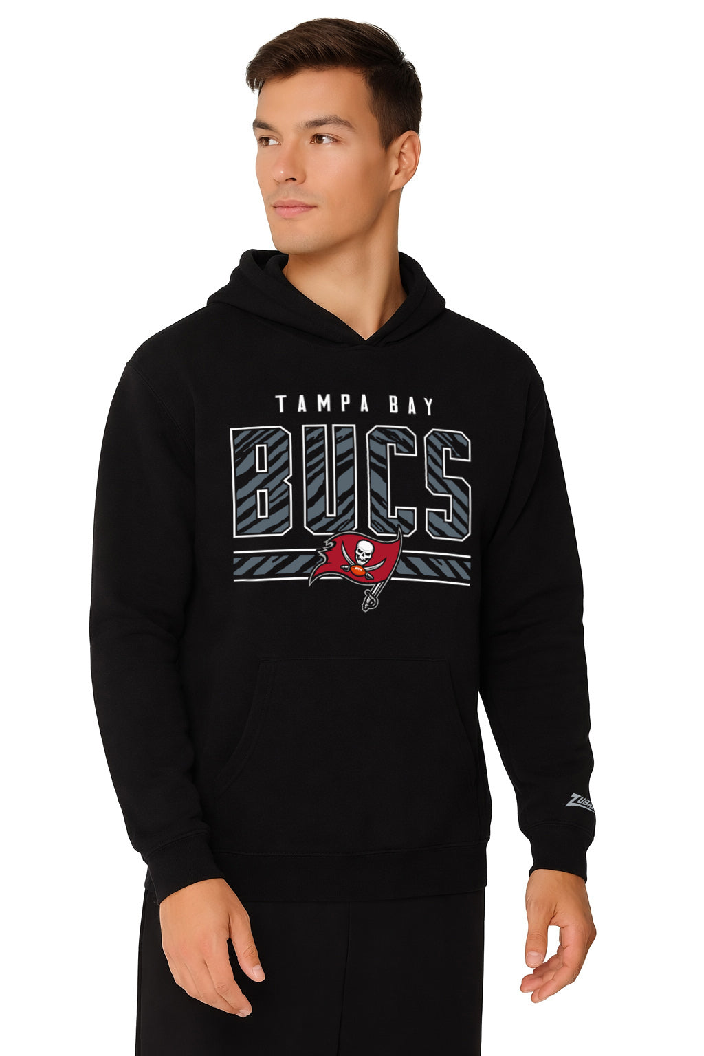 Zubaz NFL Men's Black Graphic Fleece Hoodie, Tampa Bay Buccaneers