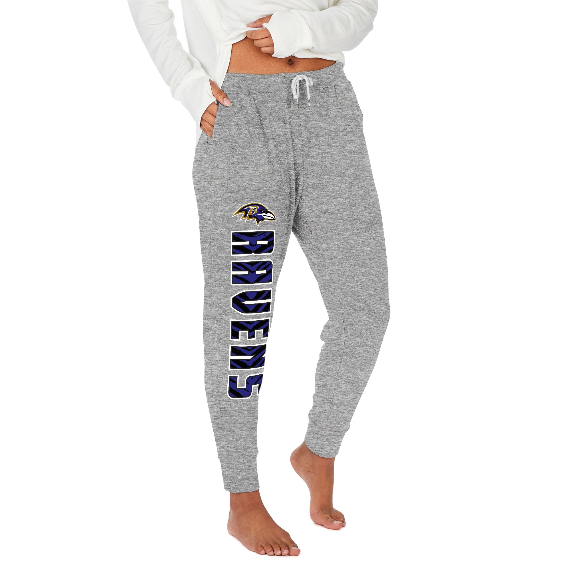 Zubaz NFL Women's Upright Soft Marled Team Color Jogger, Baltimore Ravens