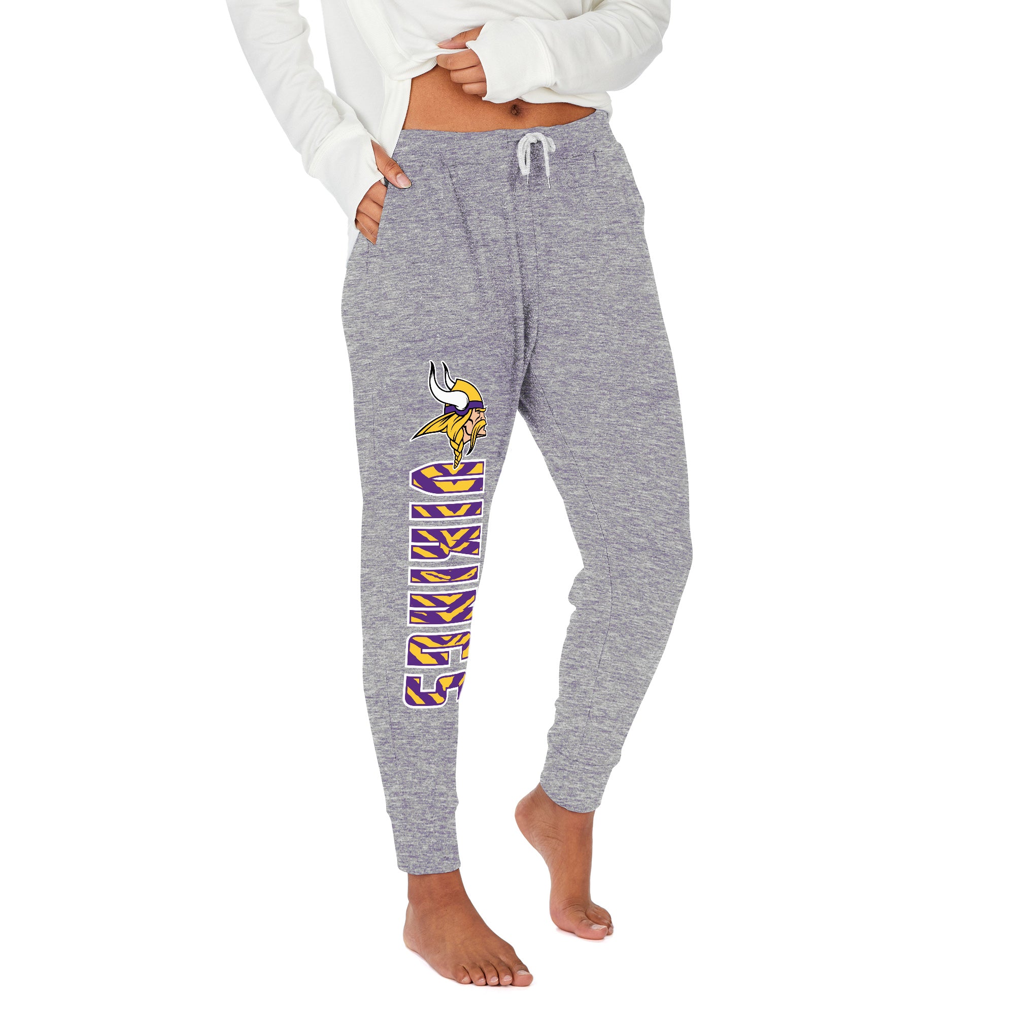 Zubaz NFL Women's Upright Soft Marled Team Color Jogger, Minnesota Vikings