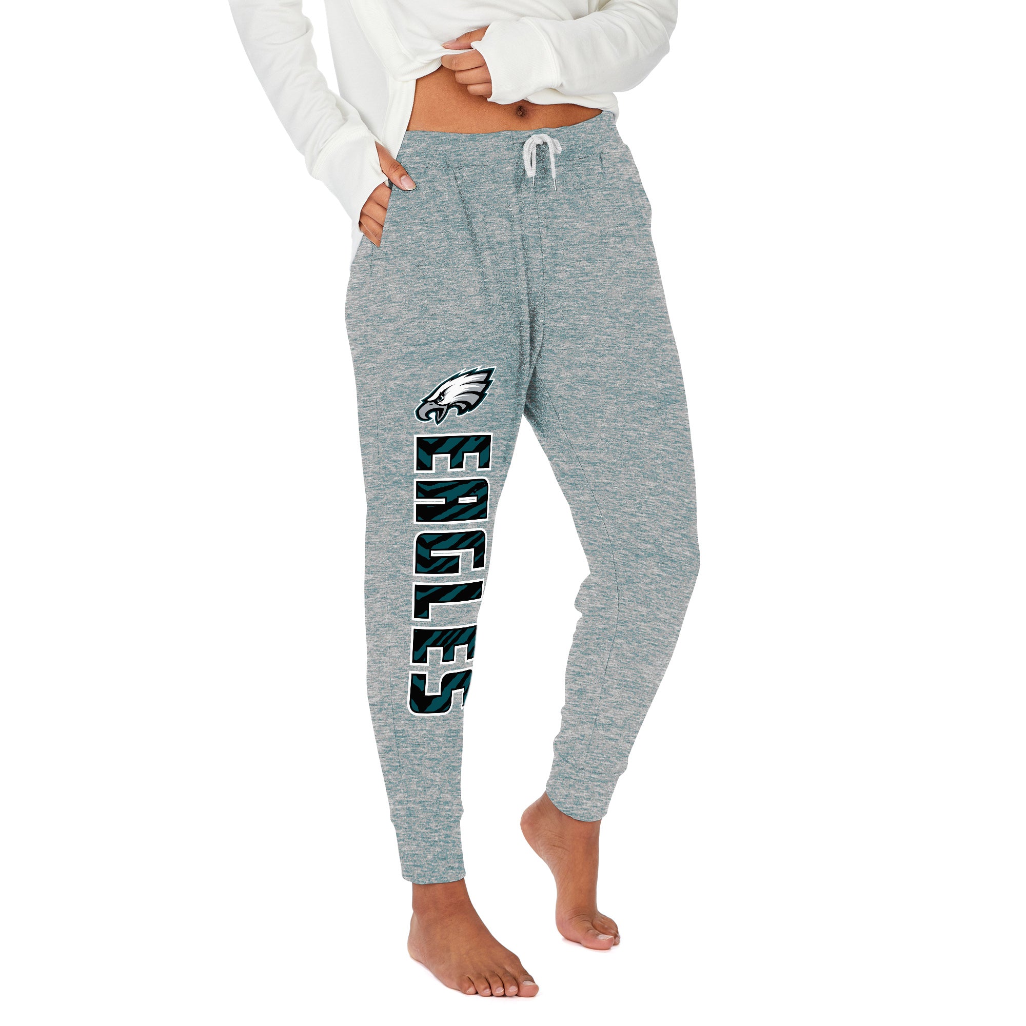 Zubaz NFL Women's Upright Soft Marled Team Color Jogger, Philadelphia Eagles