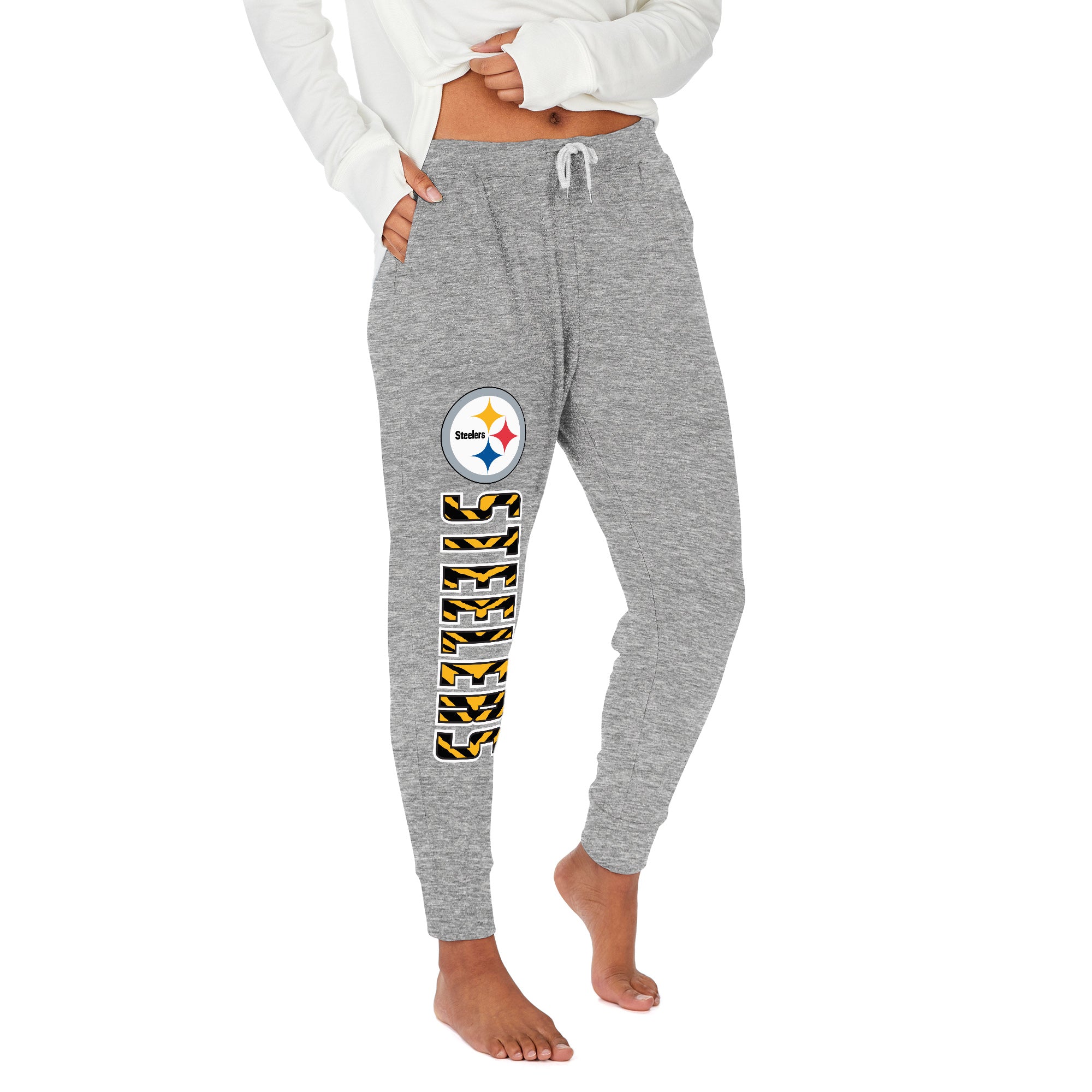 Zubaz NFL Women's Upright Soft Marled Team Color Jogger, Pittsburgh Steelers
