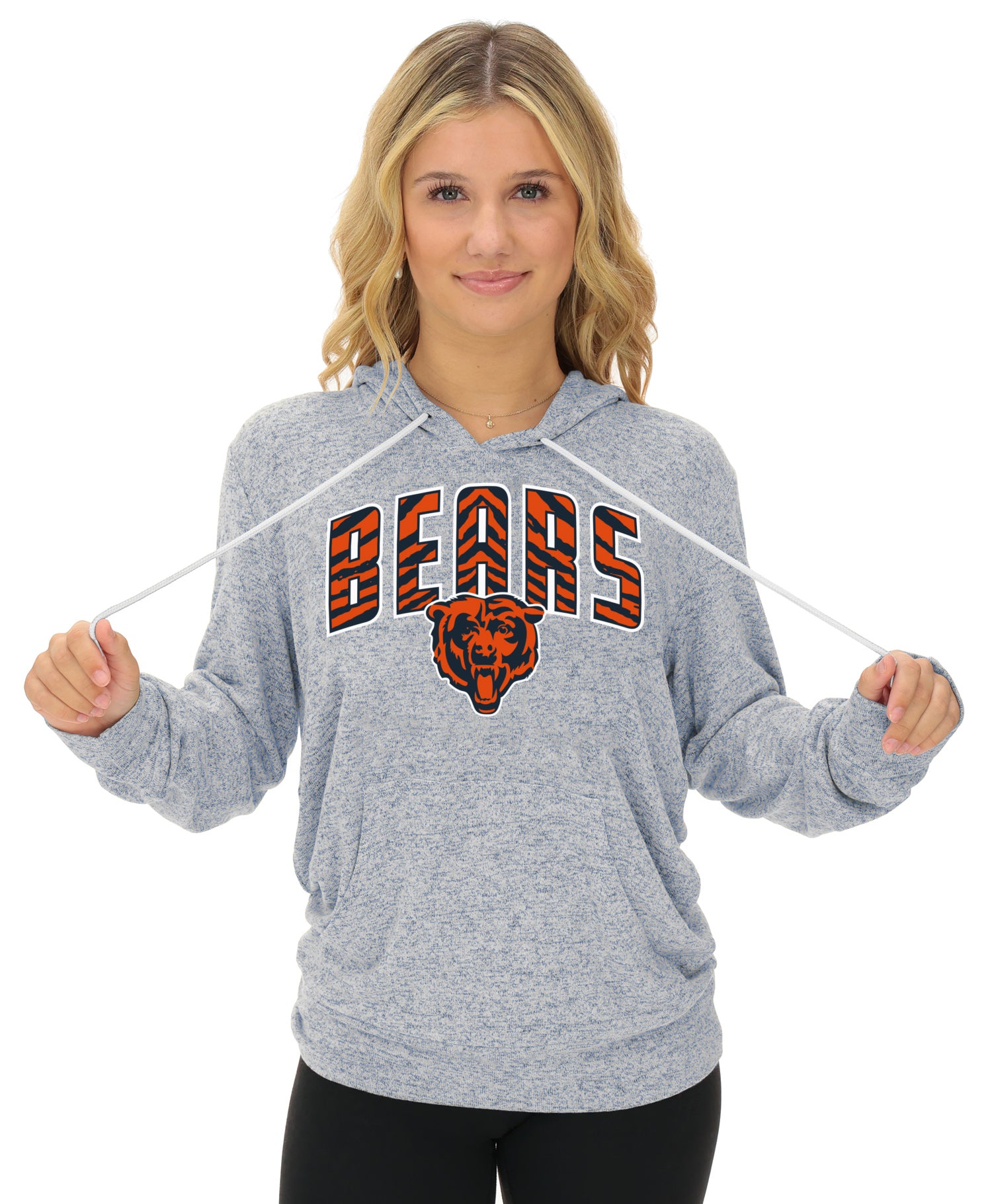 Zubaz NFL Women's Zebra Arch Soft Marled Team Color Hoodie, Chicago Bears