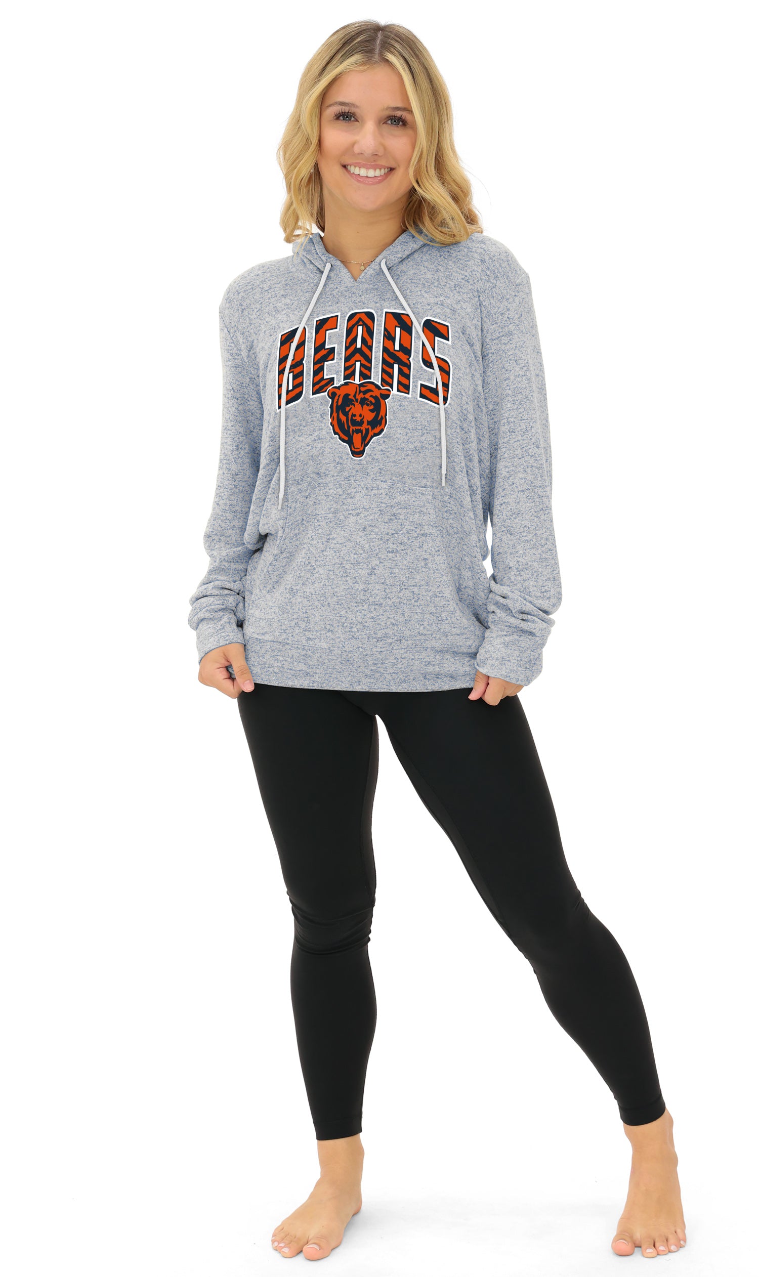 Zubaz NFL Women's Zebra Arch Soft Marled Team Color Hoodie, Chicago Bears