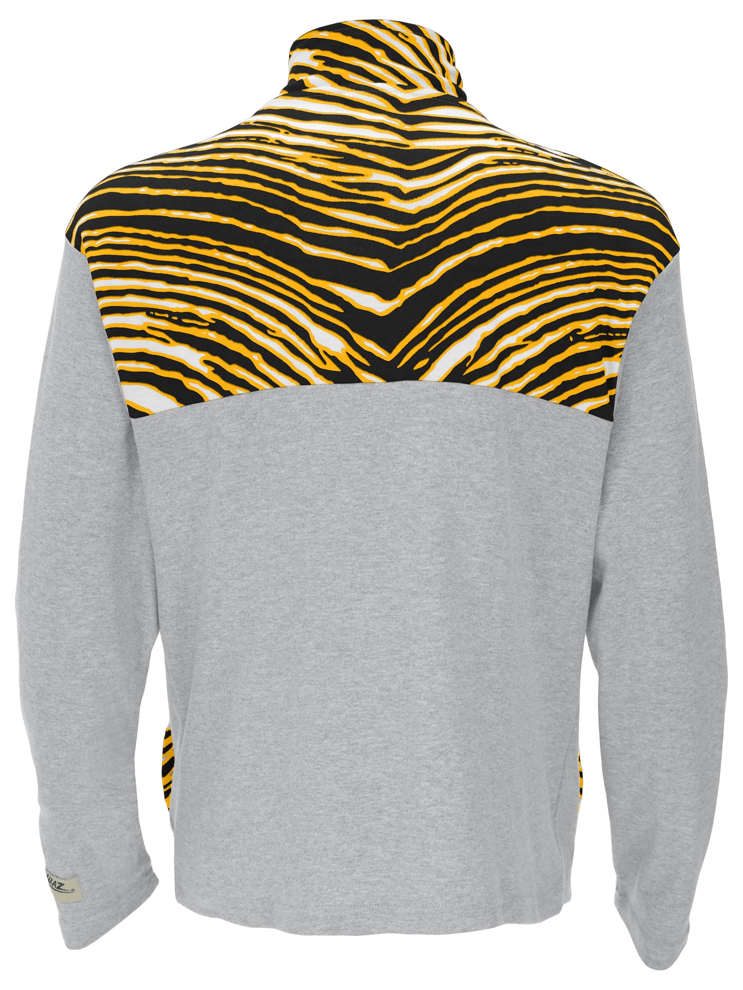 Zubaz NFL Quarter Zip with 3 Color Zebra Yoke and Collar, PITTSBURGH STEELERS