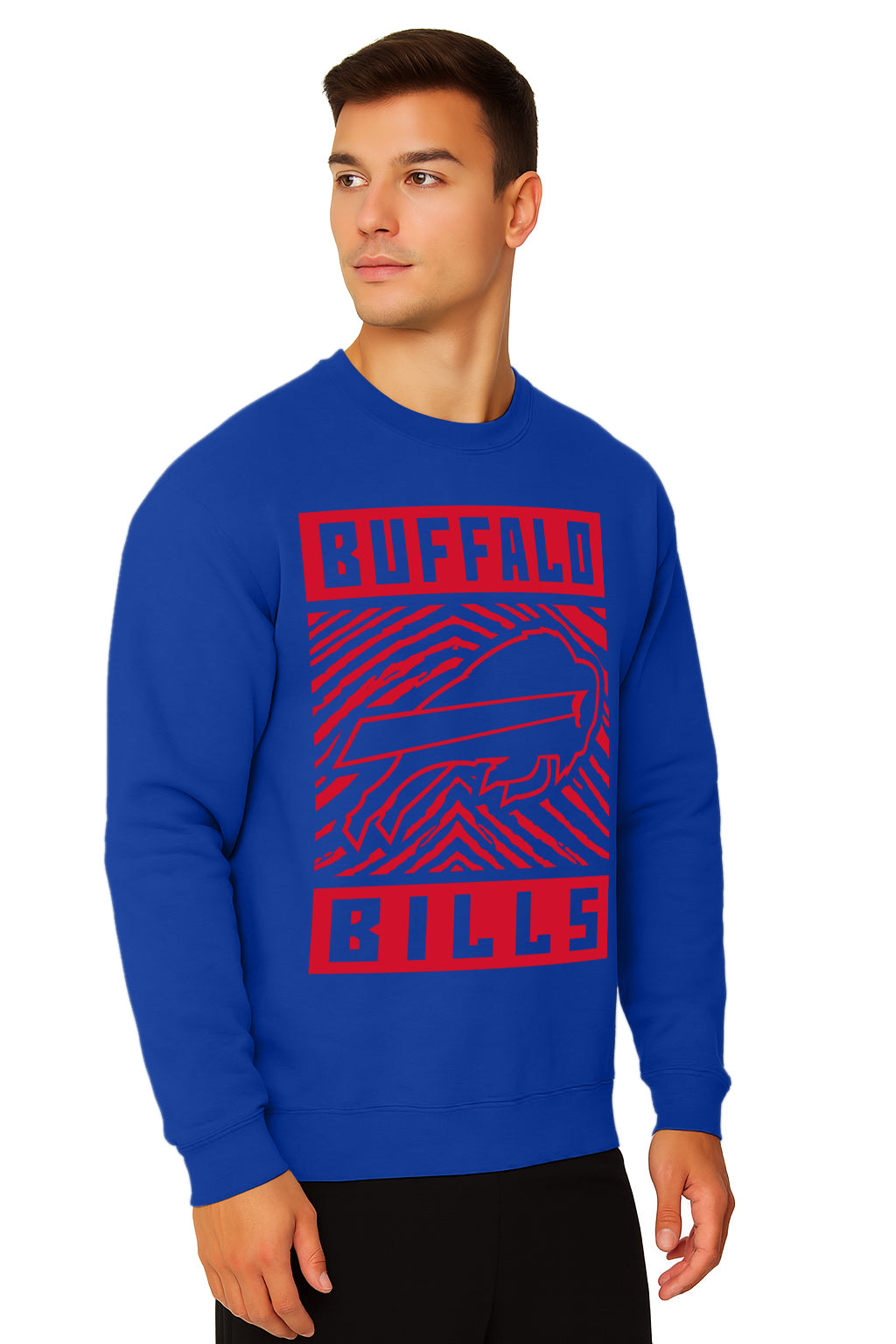 Zubaz NFL Men's Gridiron Crewneck, BUFFALO BILLS