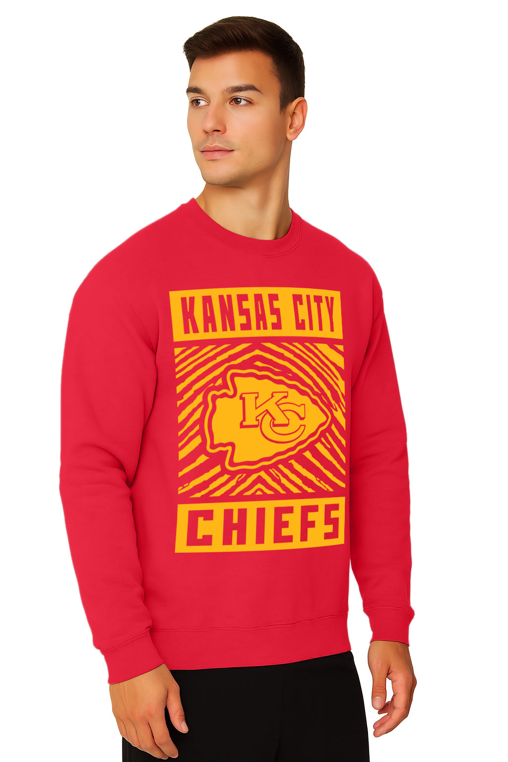 Zubaz NFL Men's Gridiron Crewneck, KANSAS CITY CHIEFS