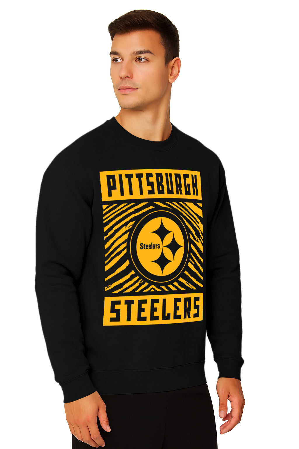 Zubaz NFL Men's Gridiron Crewneck, PITTSBURGH STEELERS