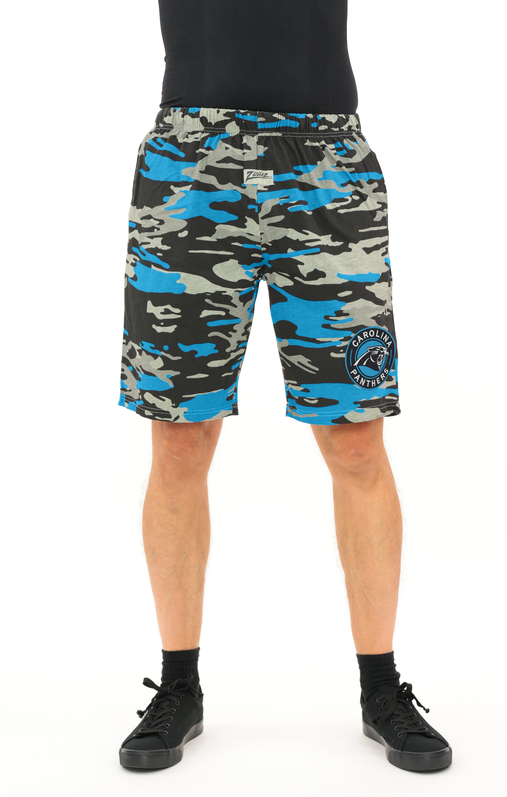 Zubaz NFL Adult Unisex Z88 Embroidered Alt Camo Shorts, Carolina Pantshers