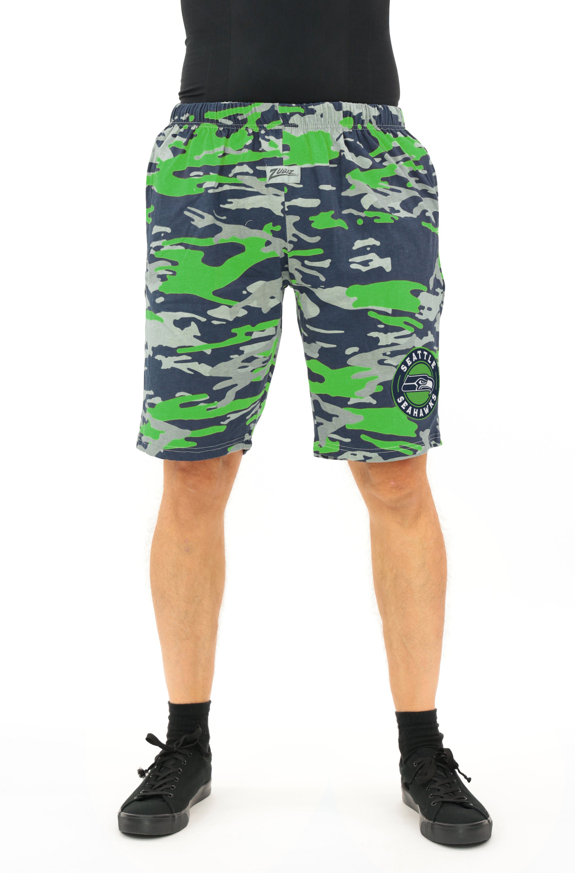 Zubaz NFL Adult Unisex Z88 Embroidered Alt Camo Shorts, Seattle Seahawks